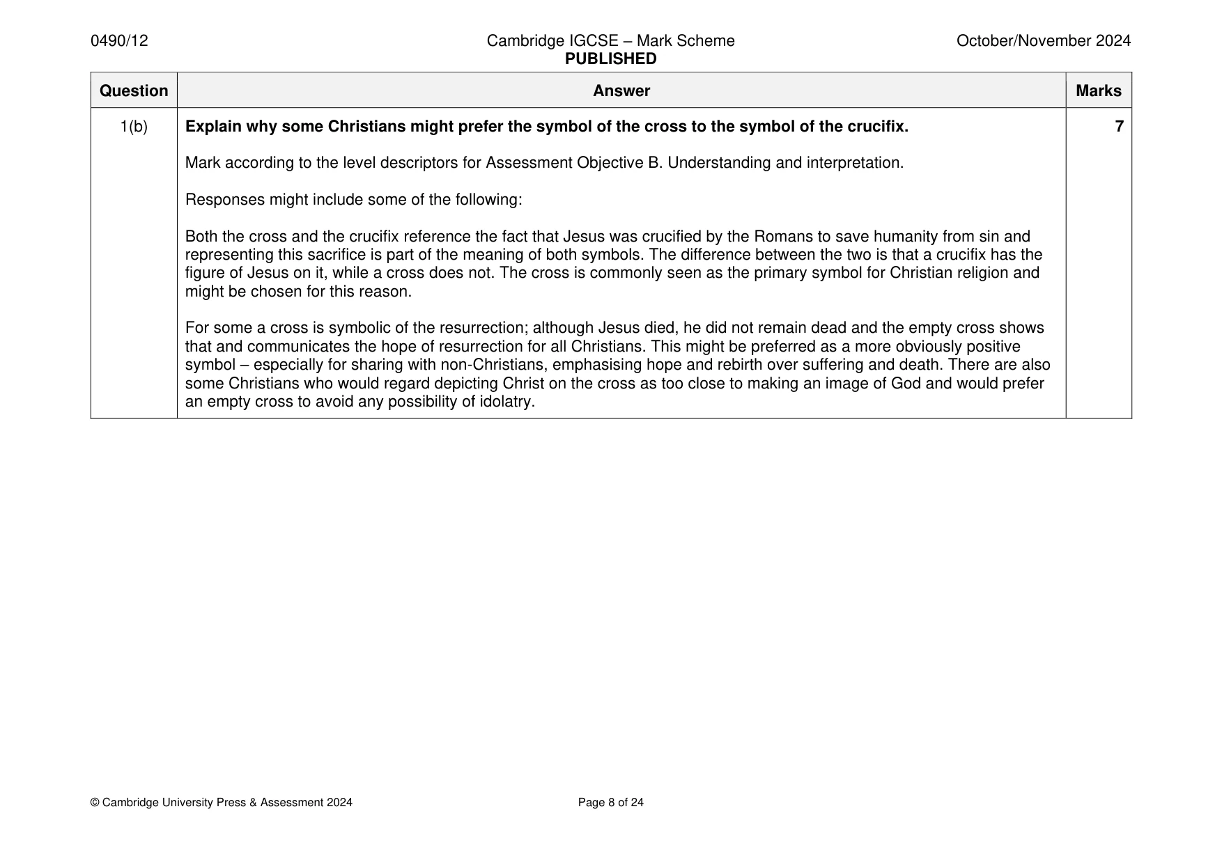 Mark scheme, page 8 of 24