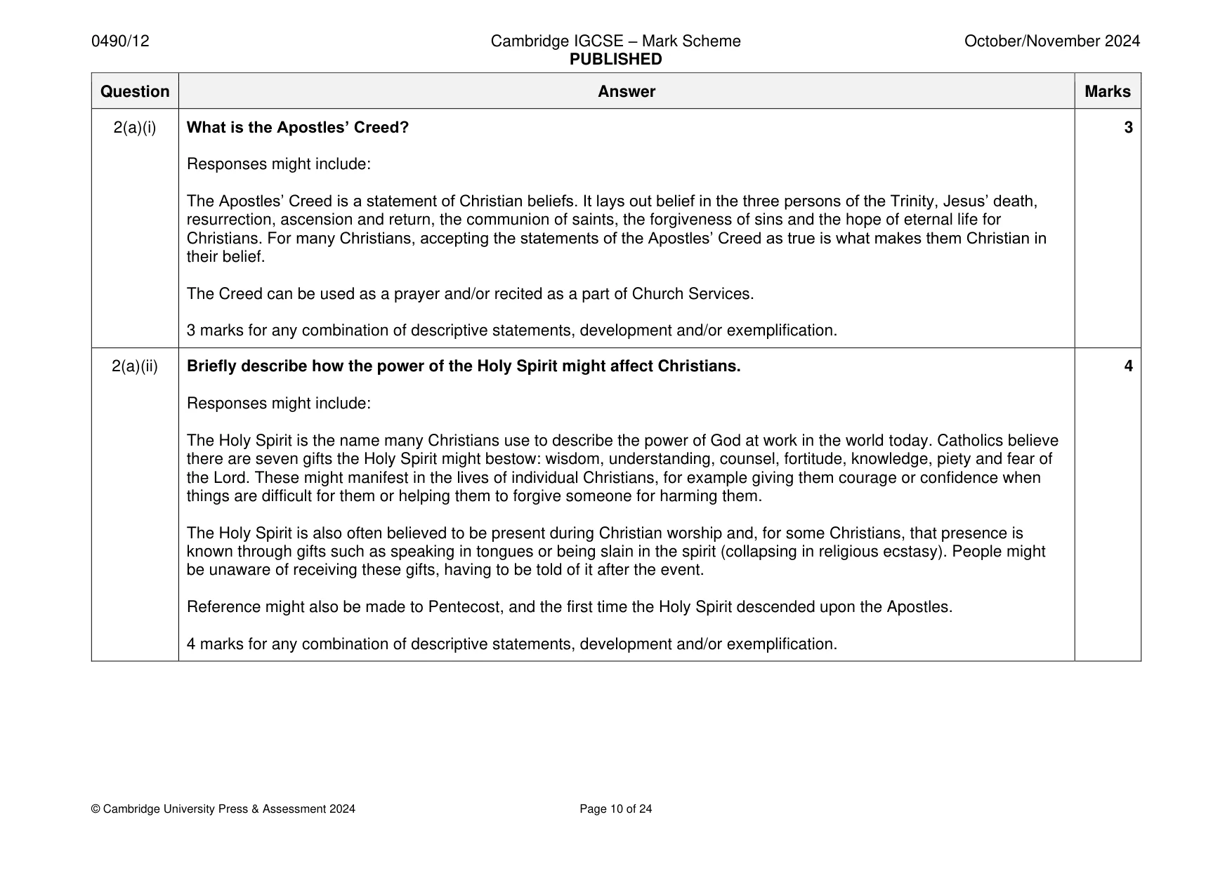 Mark scheme, page 10 of 24