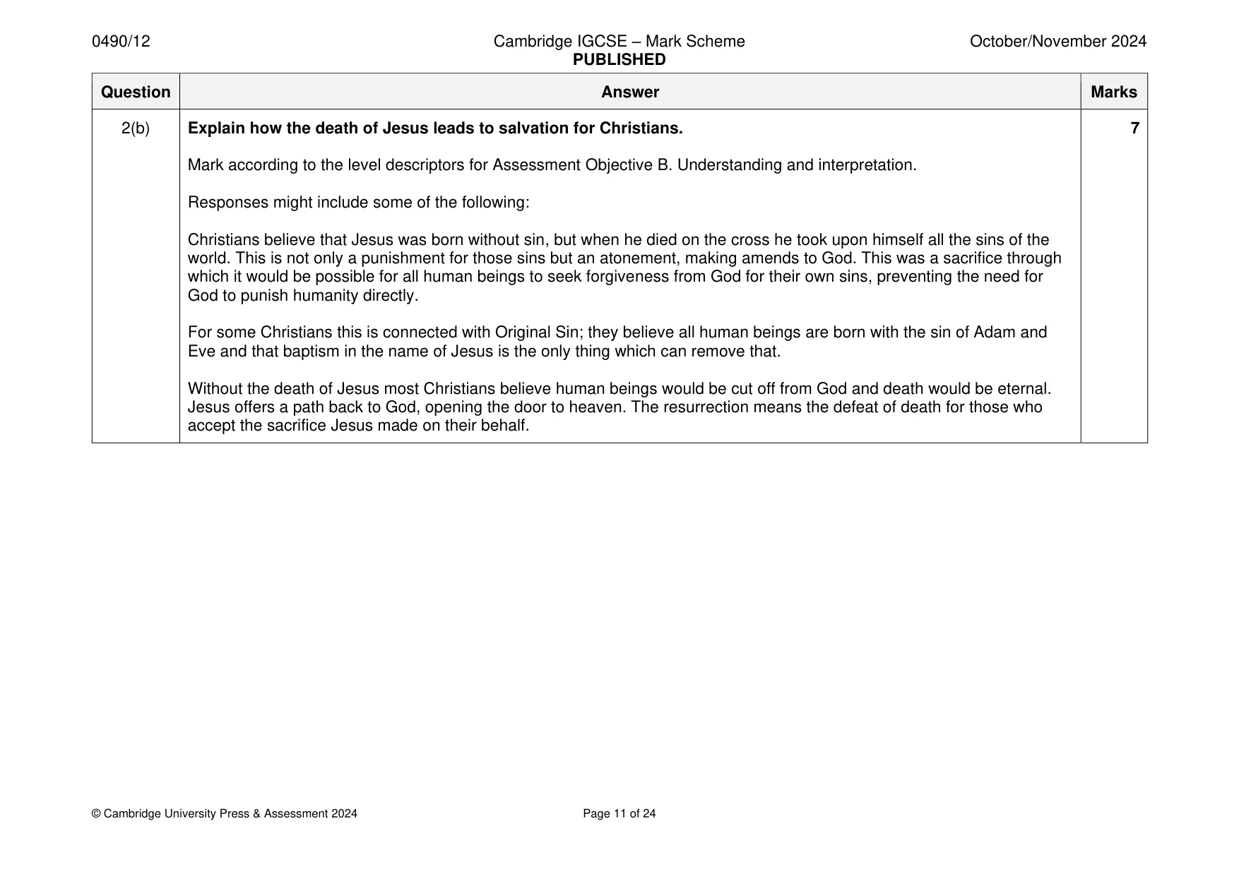 Mark scheme, page 11 of 24