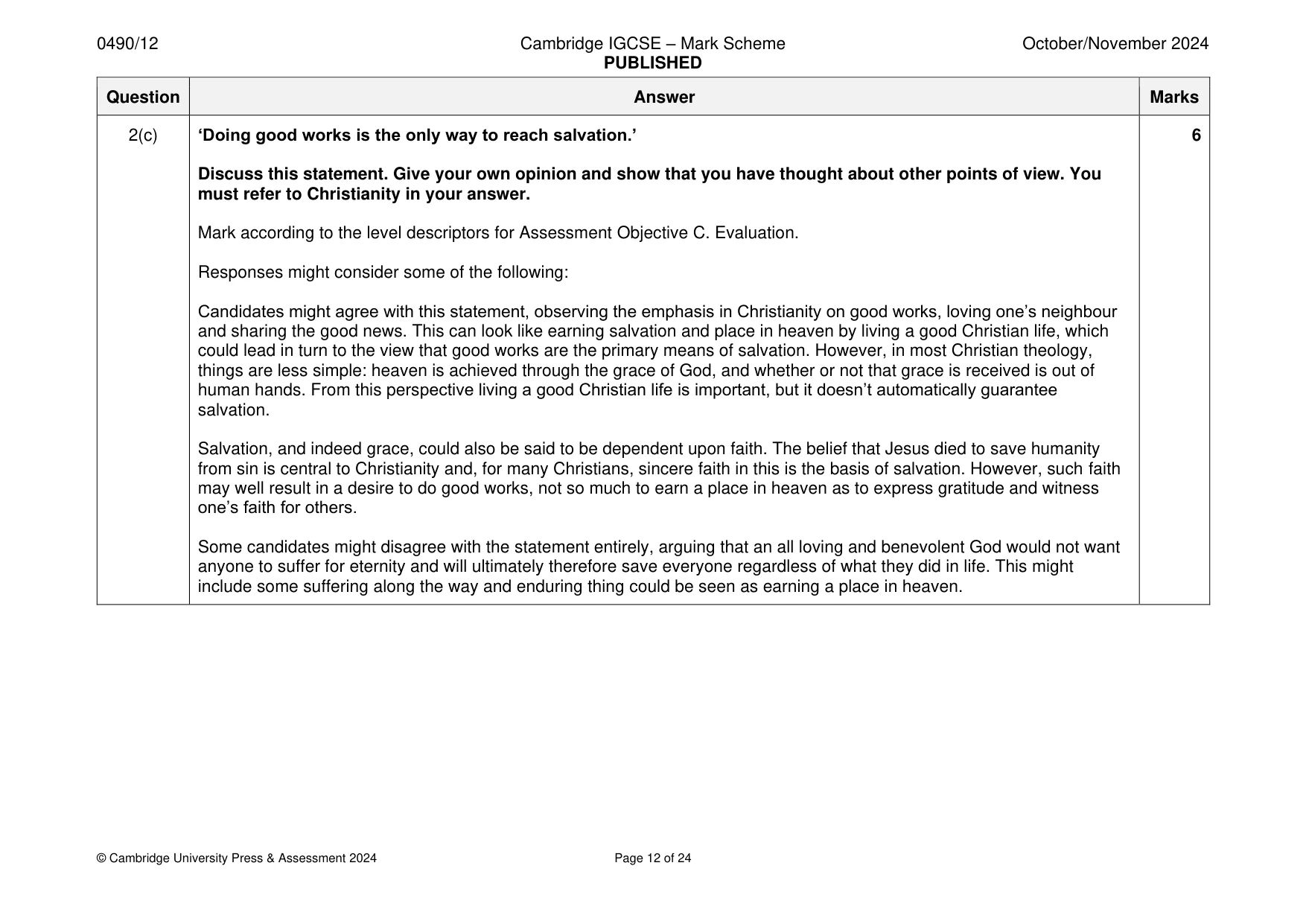 Mark scheme, page 12 of 24
