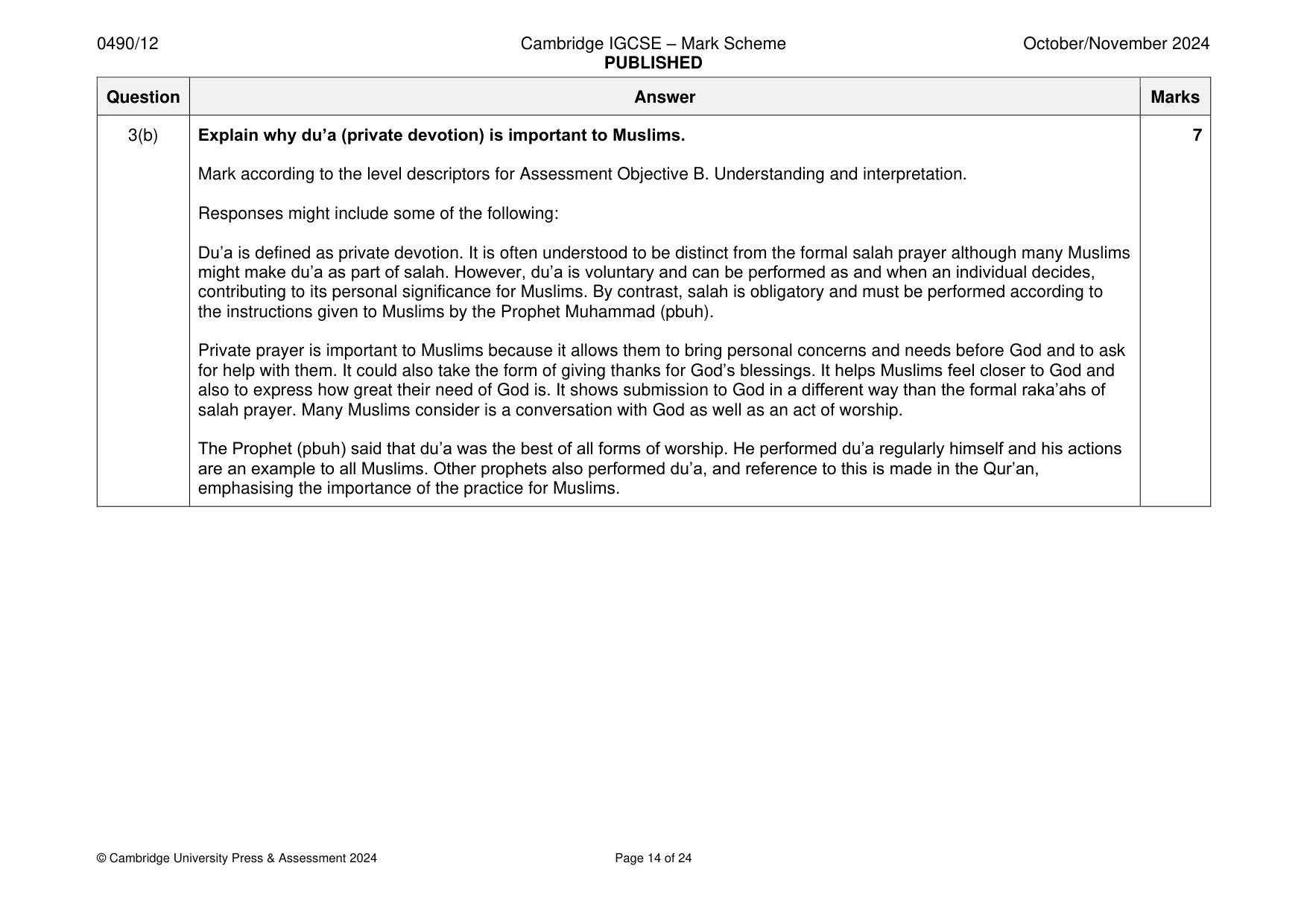 Mark scheme, page 14 of 24