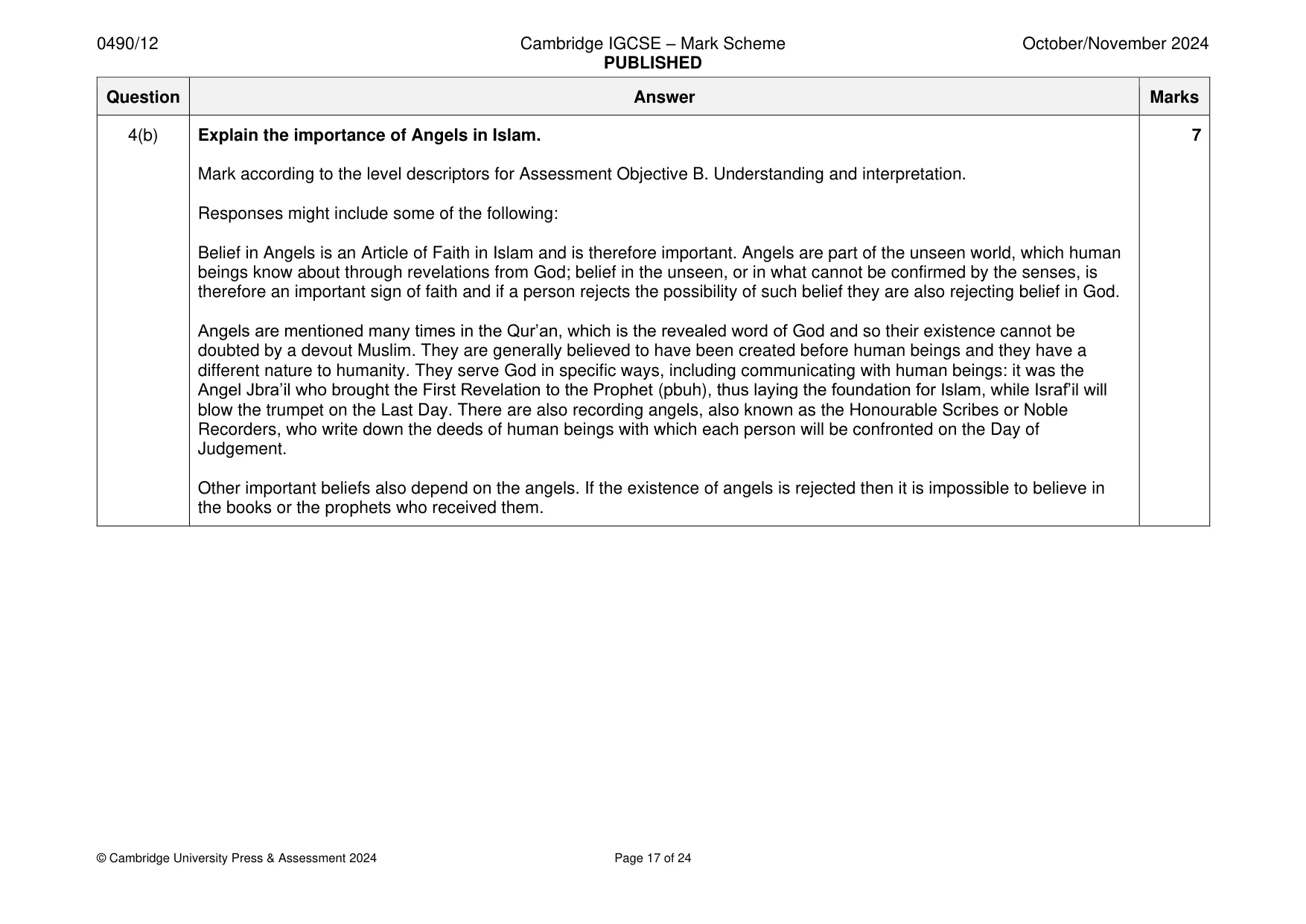 Mark scheme, page 17 of 24