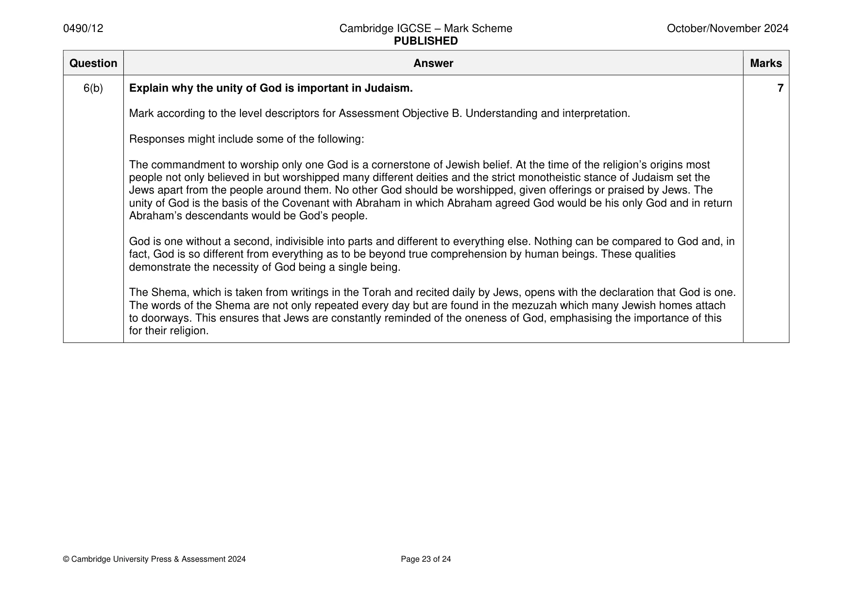 Mark scheme, page 23 of 24