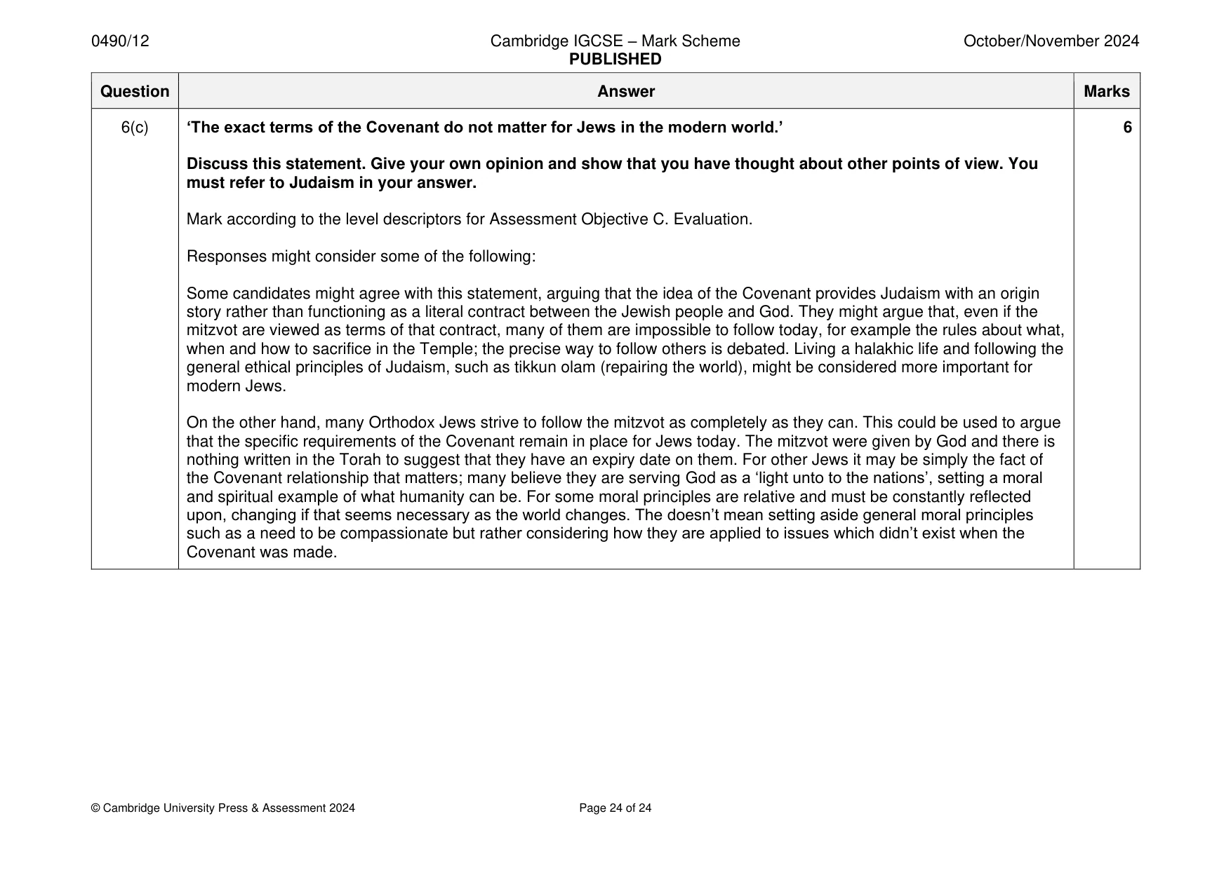 Mark scheme, page 24 of 24