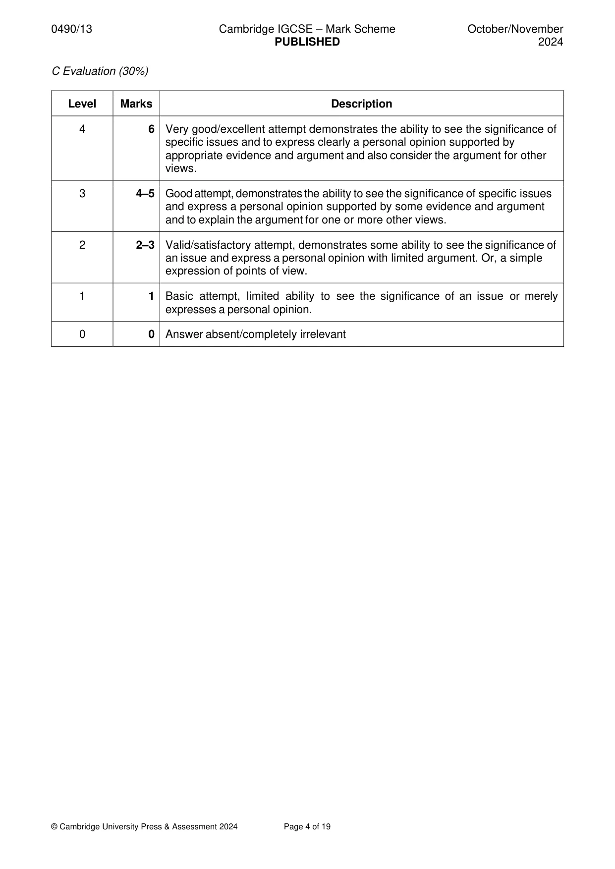 Mark scheme, page 4 of 19