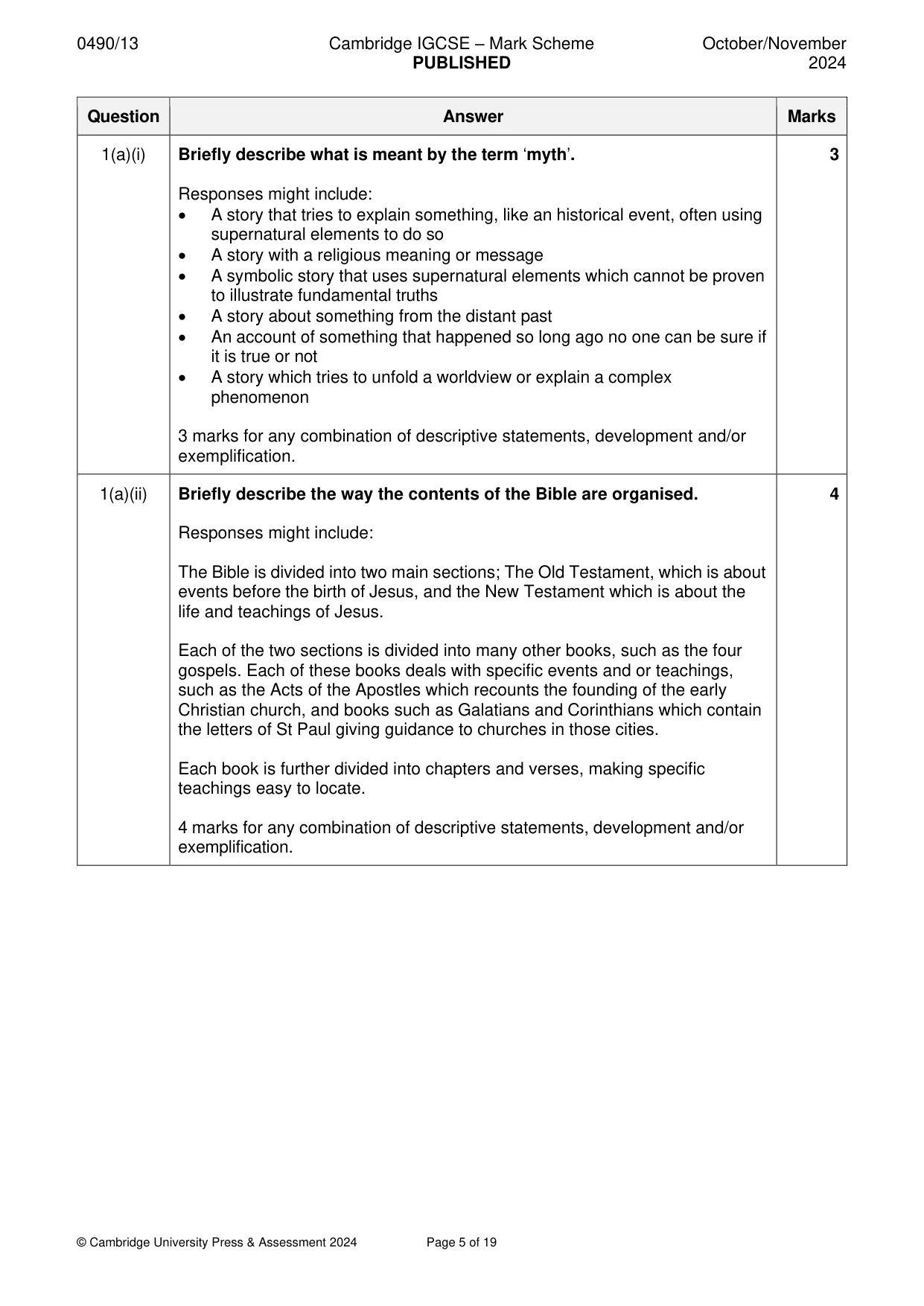 Mark scheme, page 5 of 19