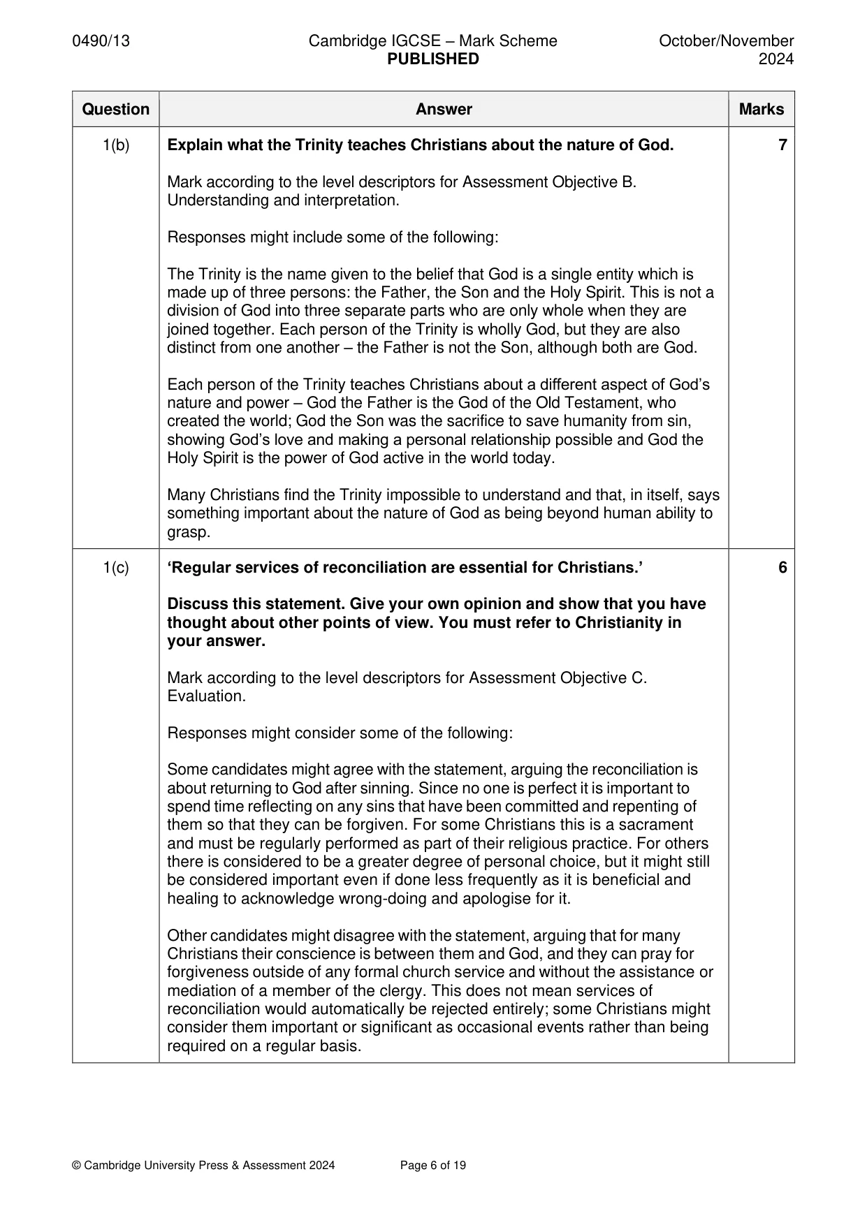 Mark scheme, page 6 of 19