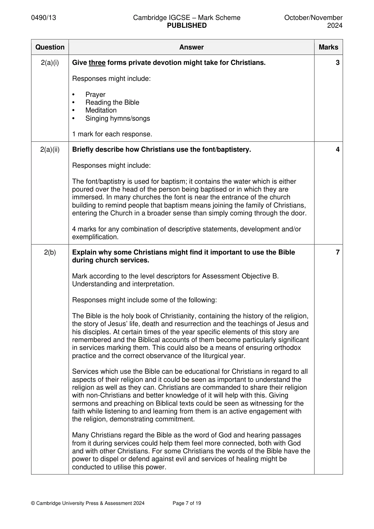 Mark scheme, page 7 of 19