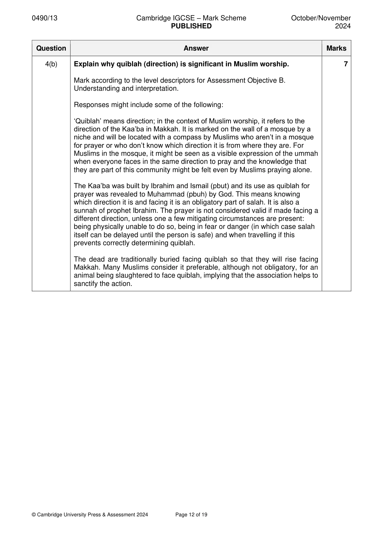 Mark scheme, page 12 of 19