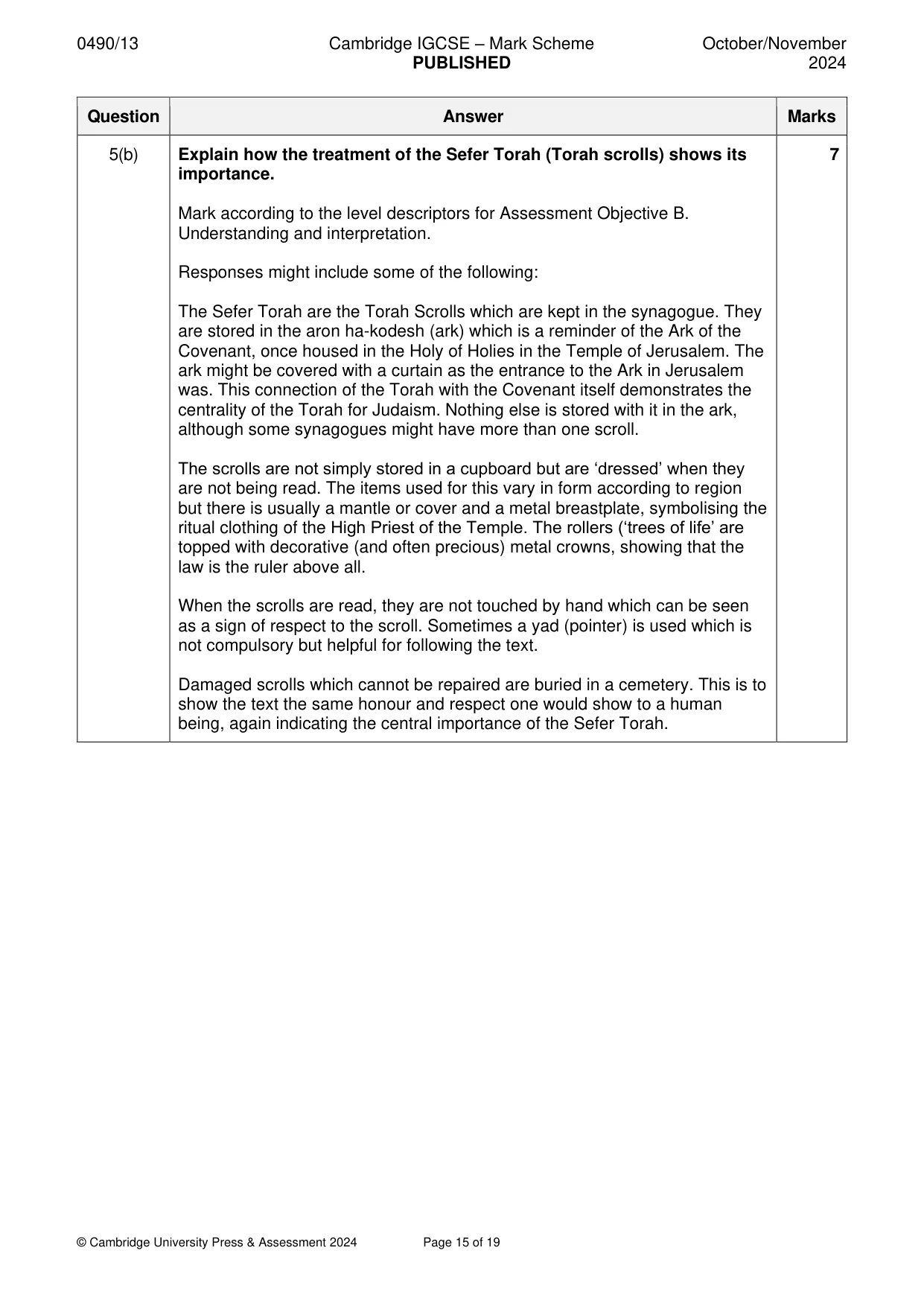 Mark scheme, page 15 of 19
