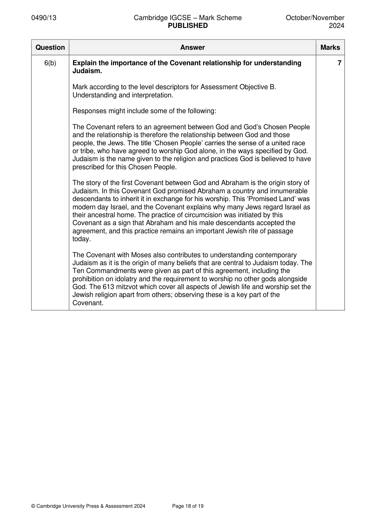 Mark scheme, page 18 of 19