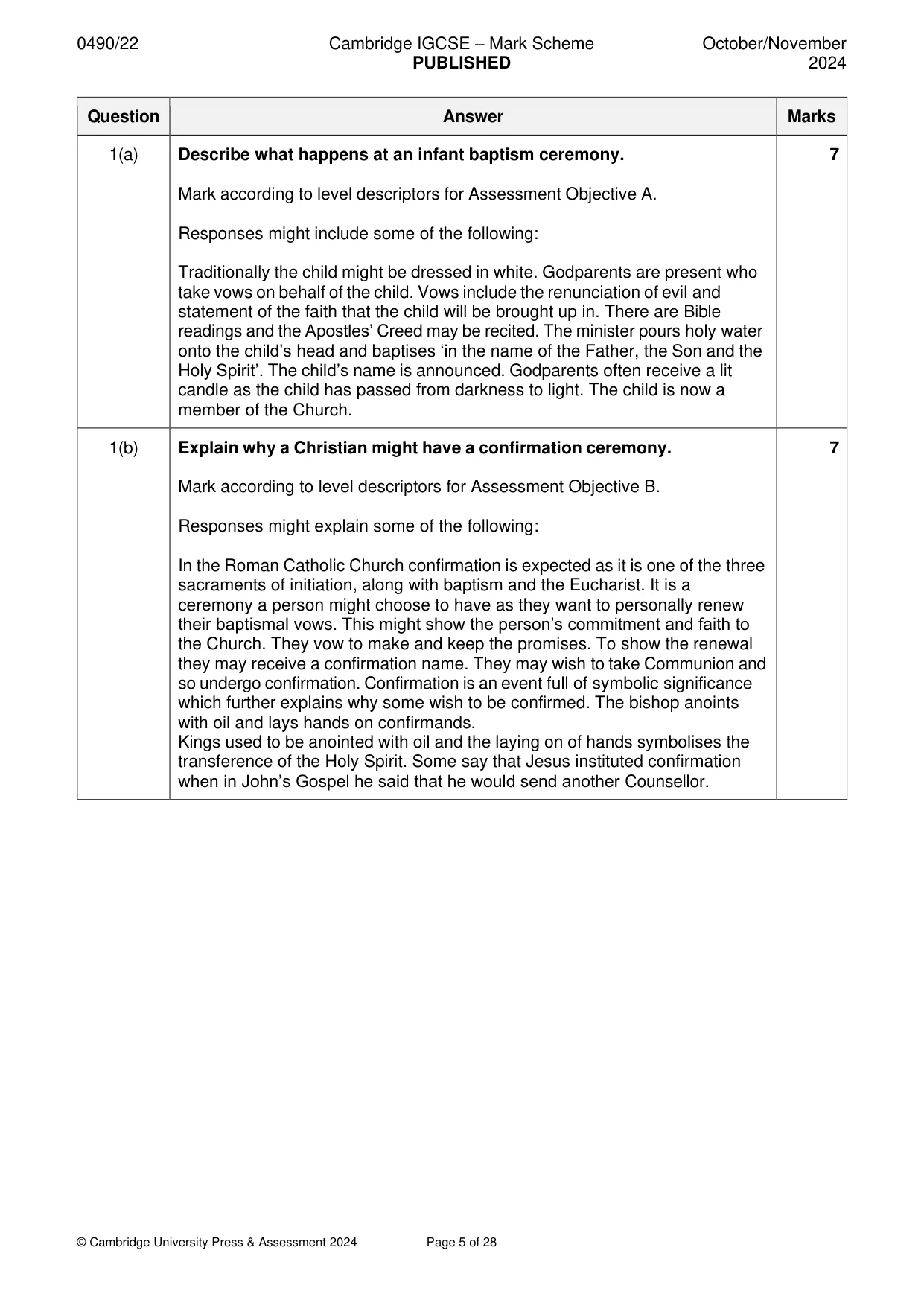 Mark scheme, page 5 of 28