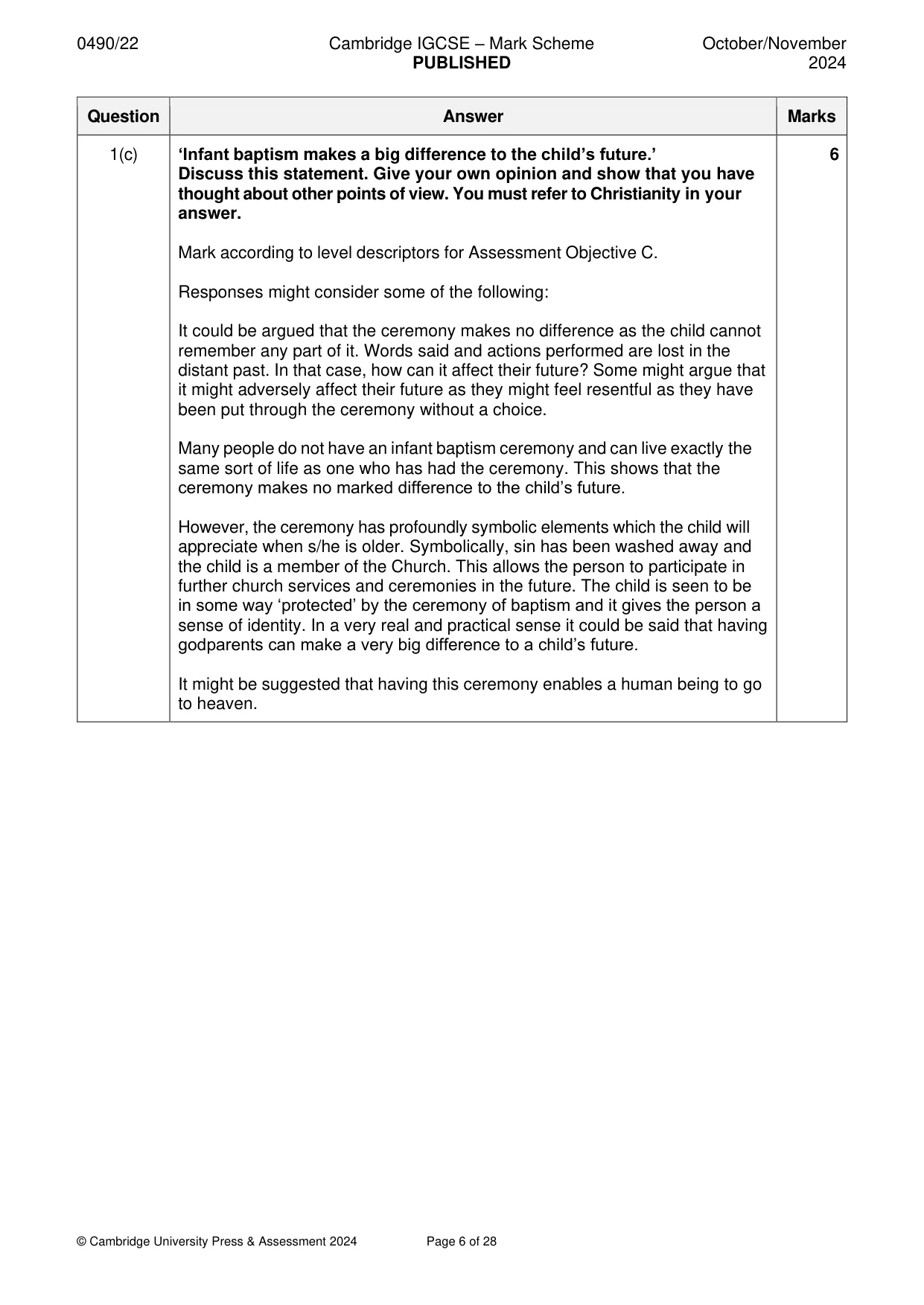 Mark scheme, page 6 of 28