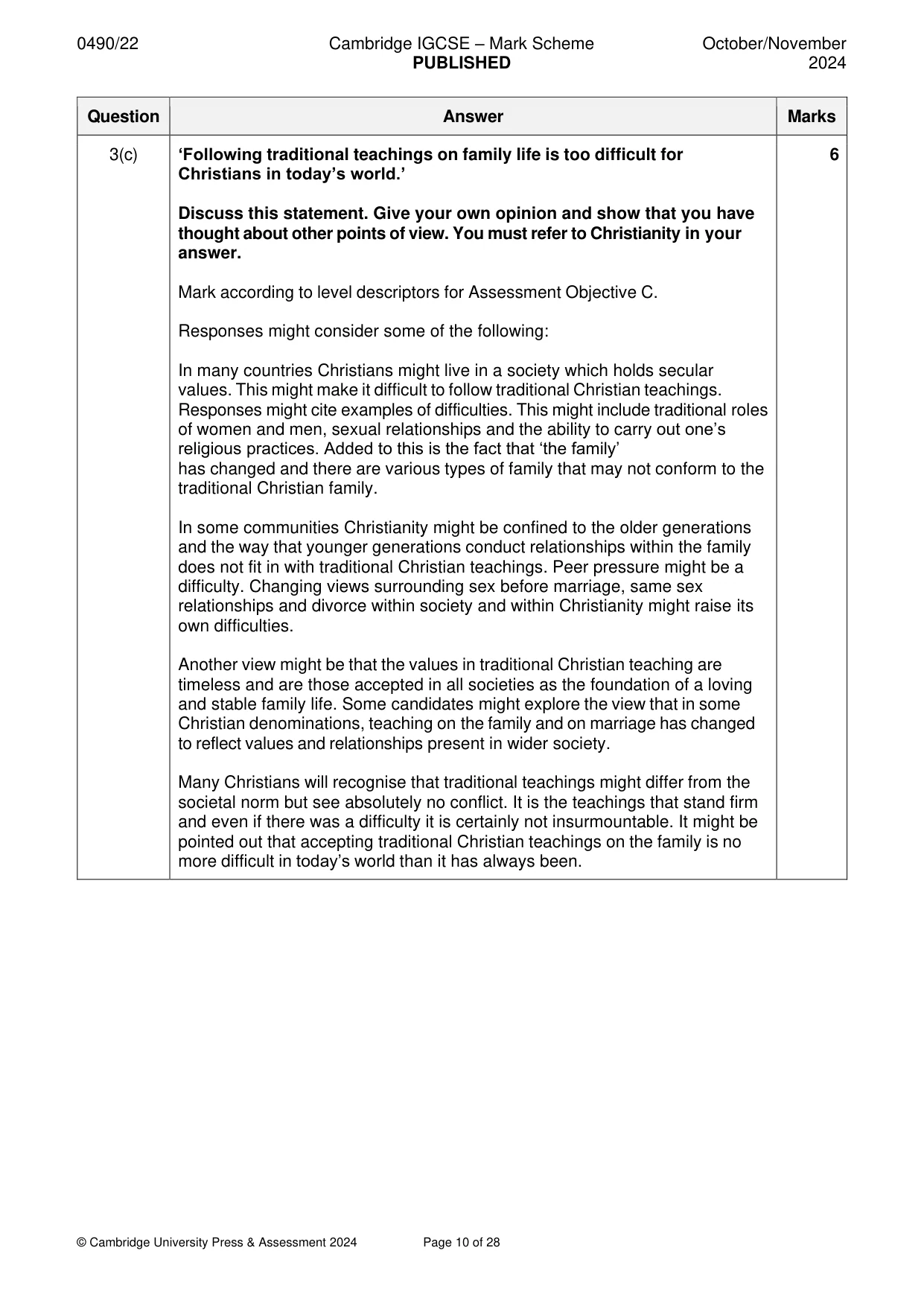Mark scheme, page 10 of 28