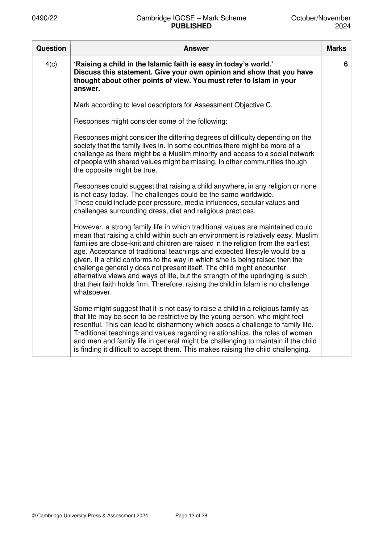 Mark scheme, page 13 of 28