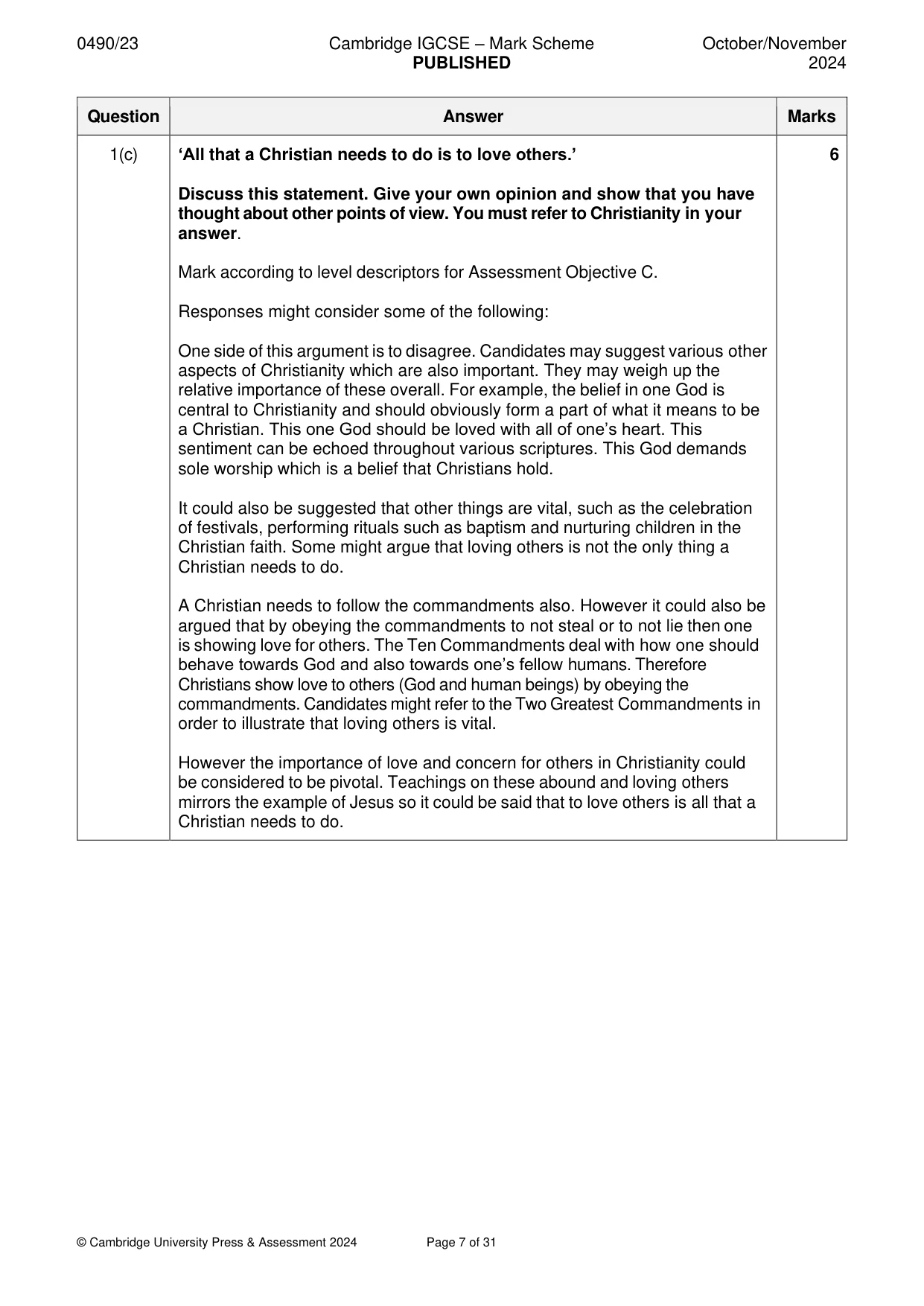 Mark scheme, page 7 of 31
