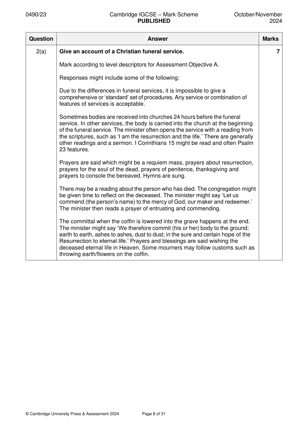 Mark scheme, page 8 of 31