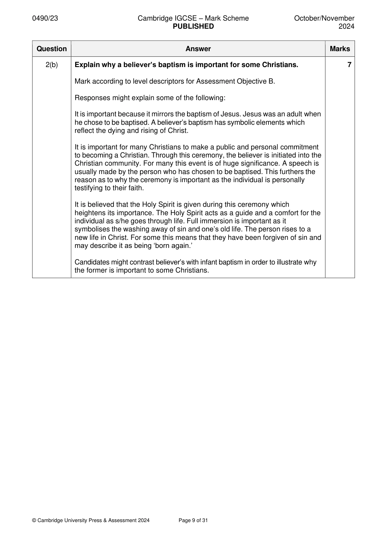 Mark scheme, page 9 of 31