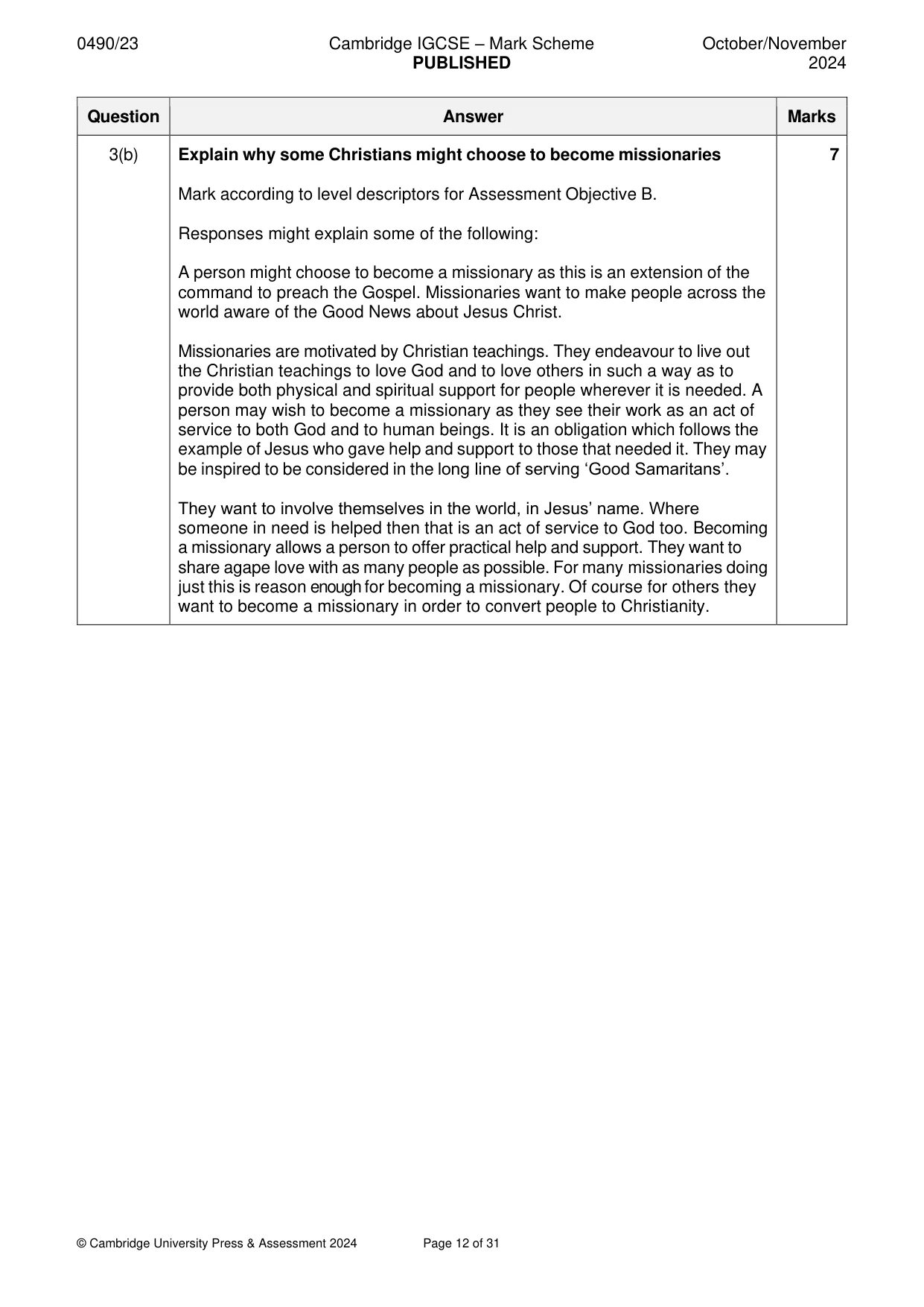 Mark scheme, page 12 of 31