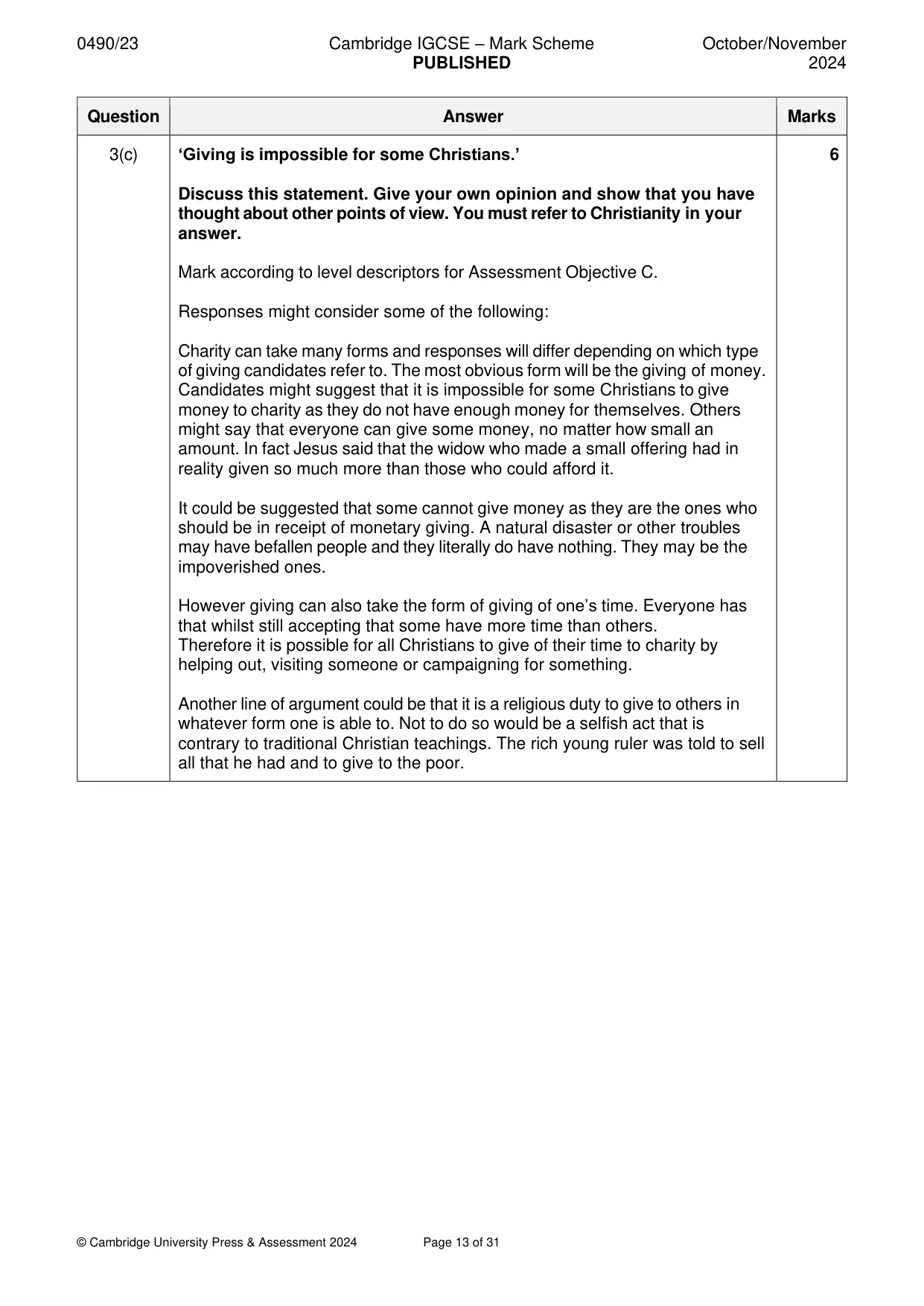Mark scheme, page 13 of 31