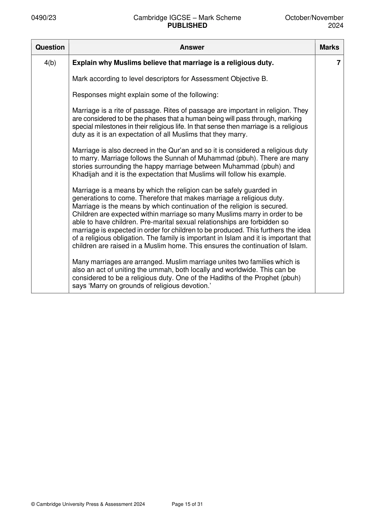 Mark scheme, page 15 of 31