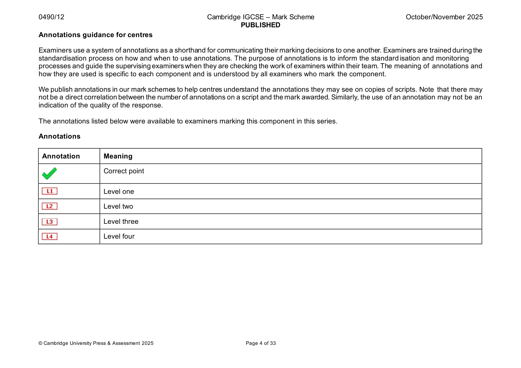 Mark scheme, page 4 of 33