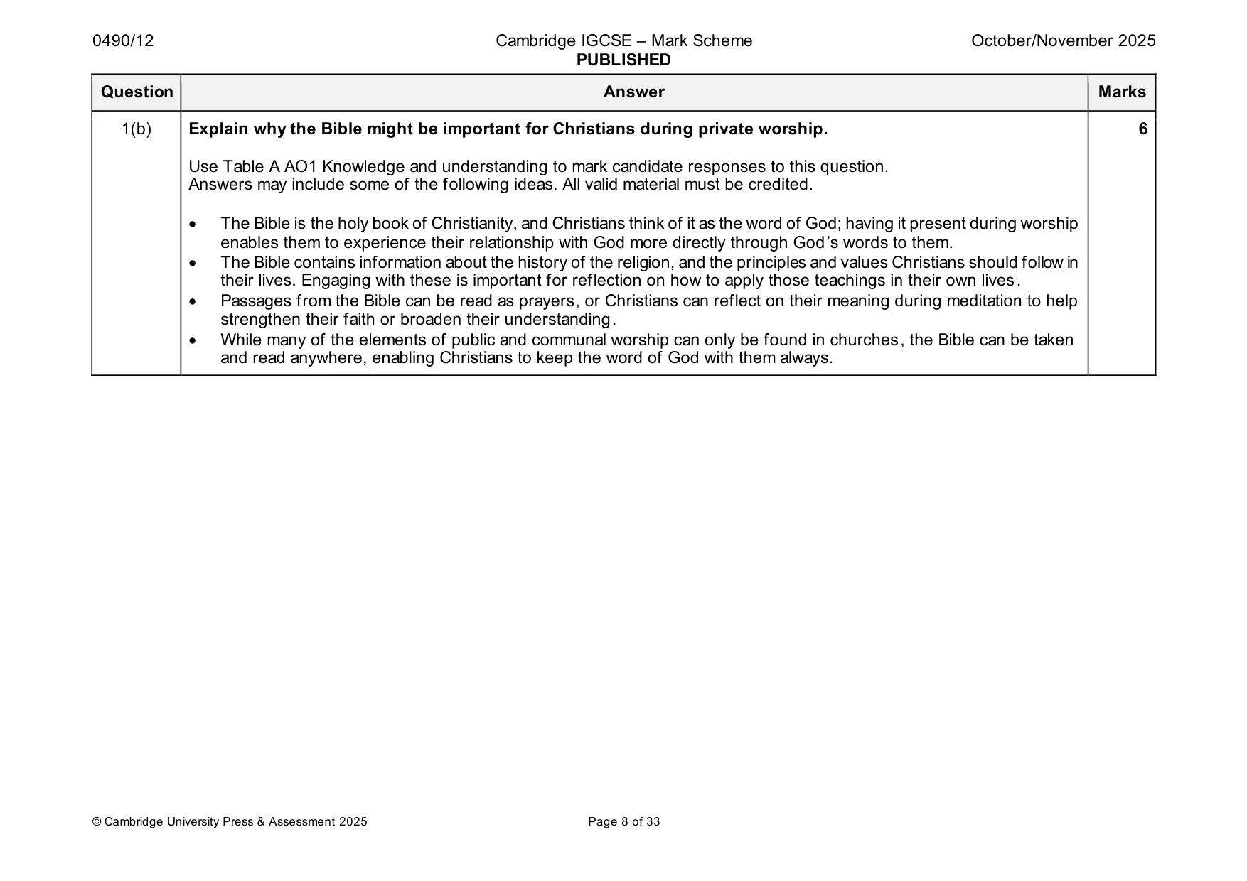 Mark scheme, page 8 of 33