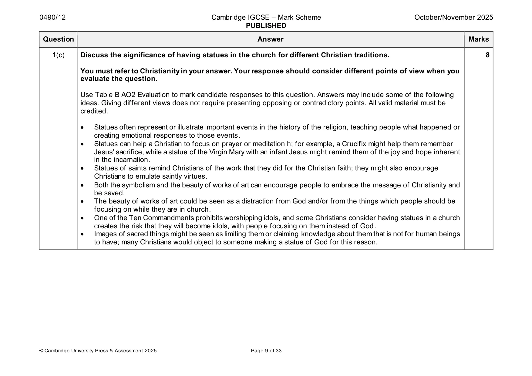 Mark scheme, page 9 of 33