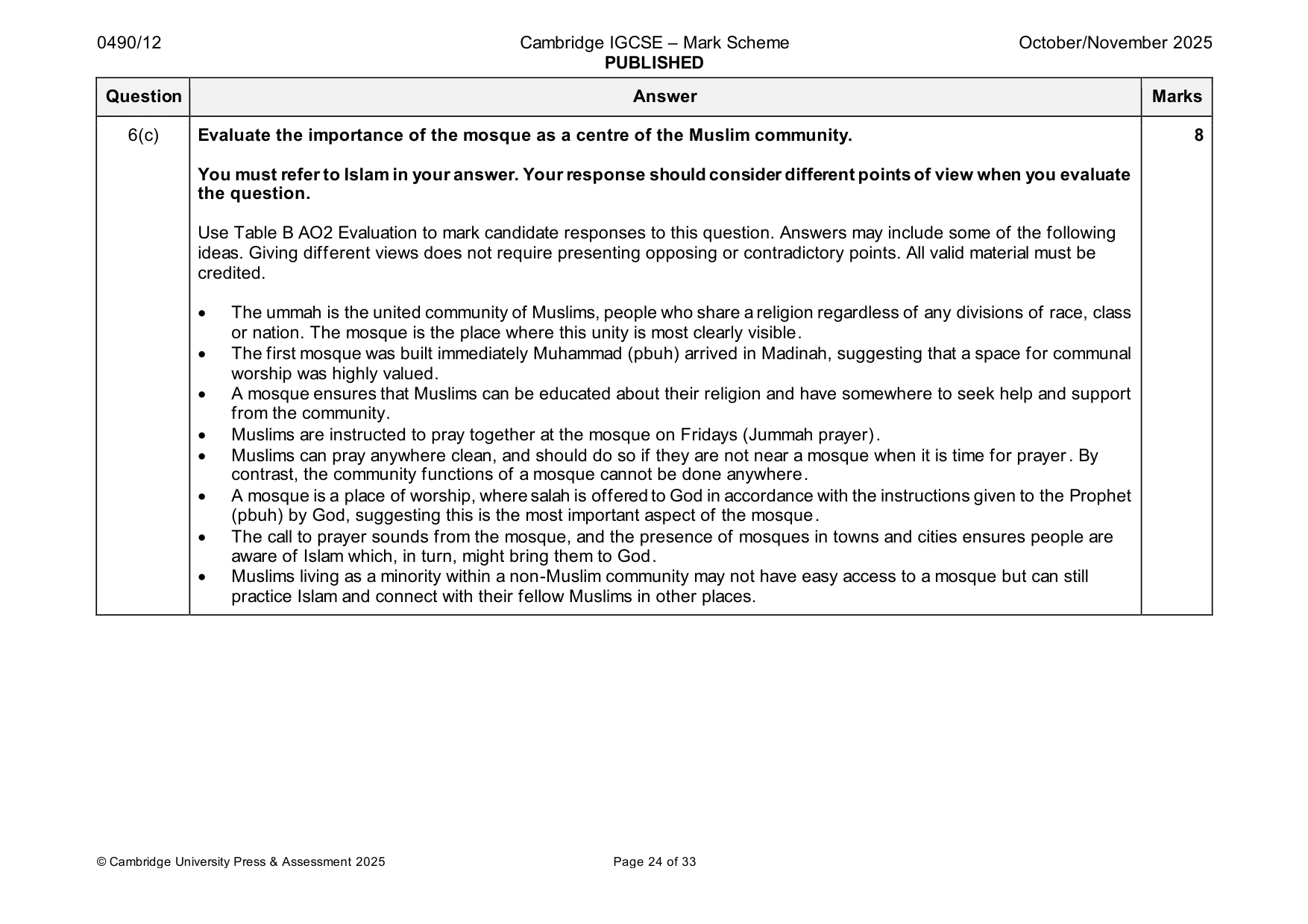 Mark scheme, page 24 of 33