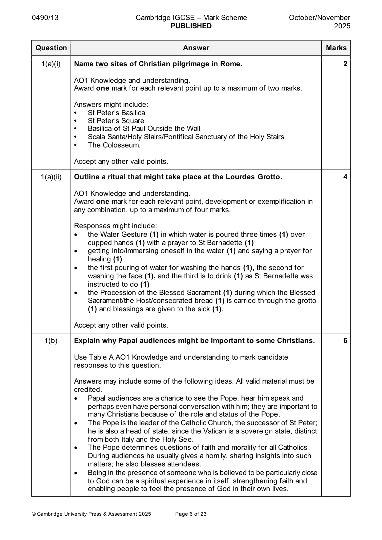 Mark scheme, page 6 of 23