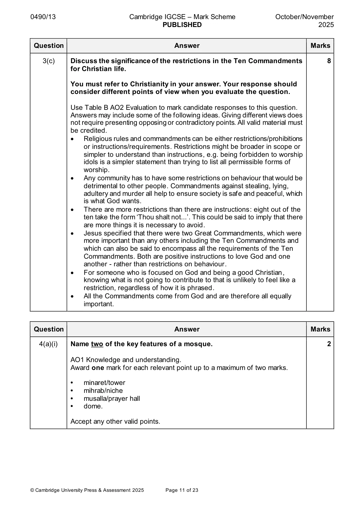 Mark scheme, page 11 of 23