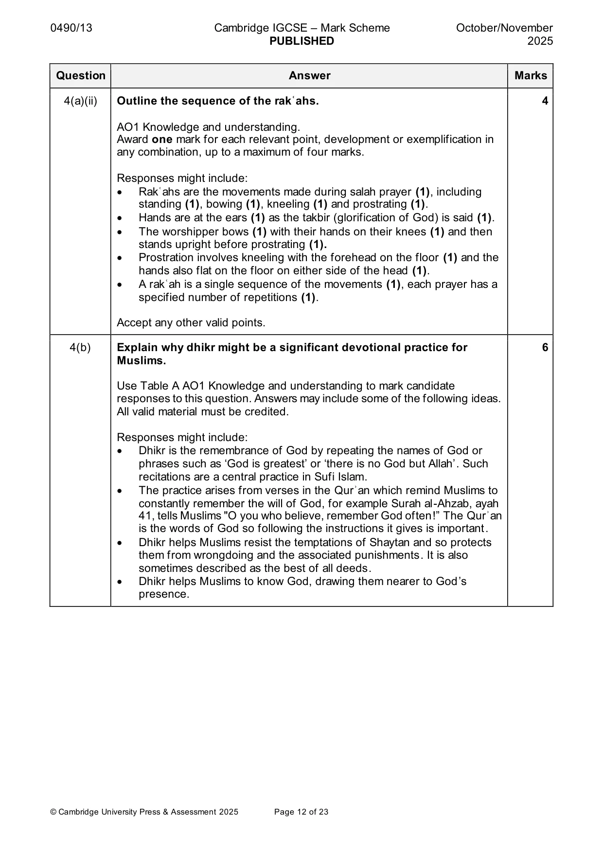 Mark scheme, page 12 of 23