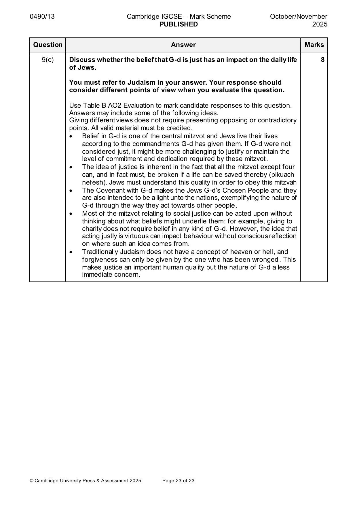 Mark scheme, page 23 of 23