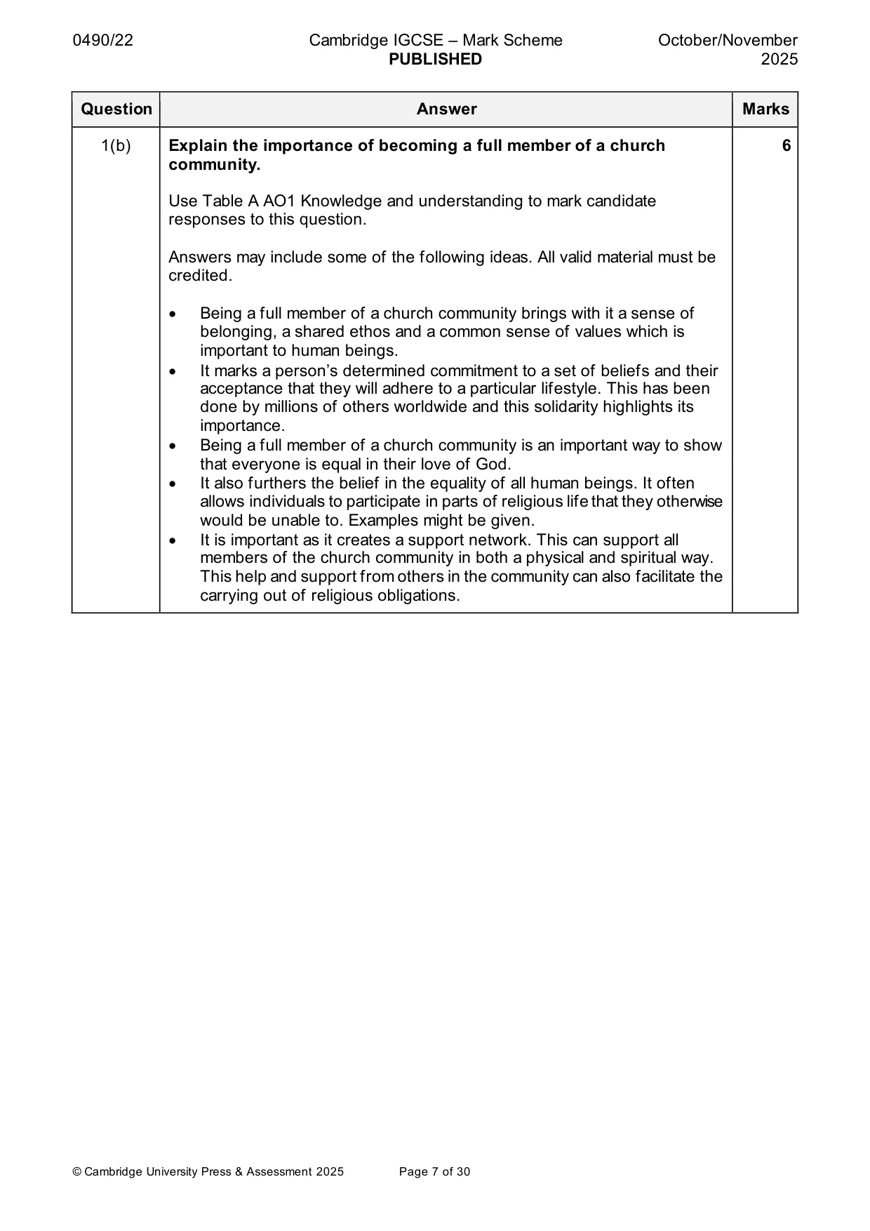 Mark scheme, page 7 of 30
