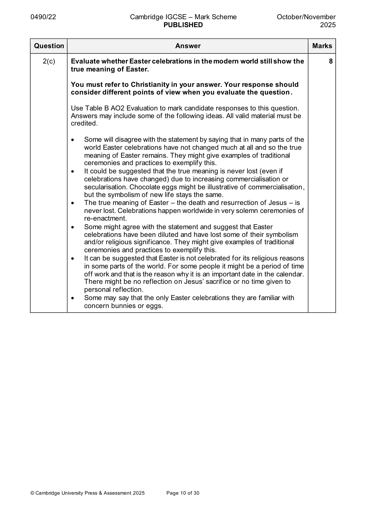 Mark scheme, page 10 of 30