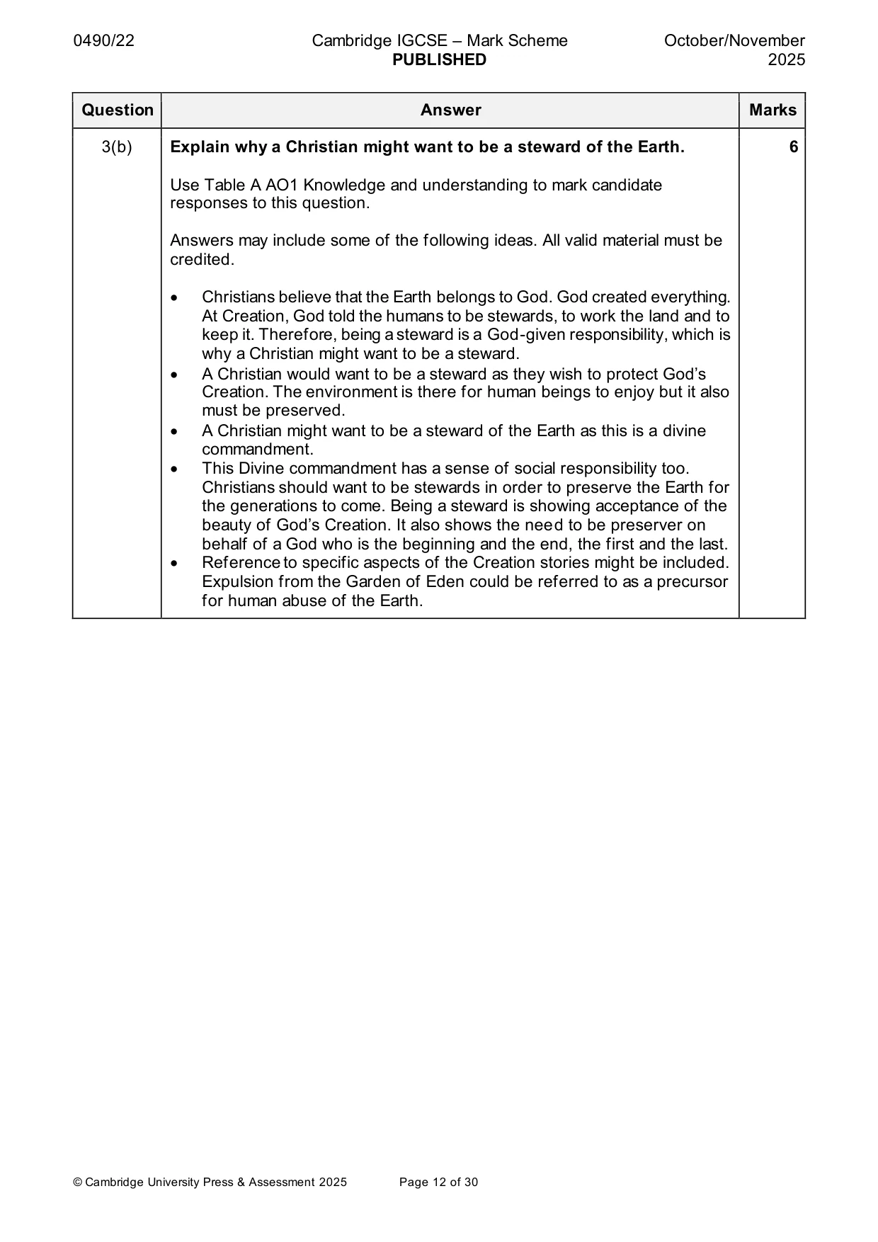 Mark scheme, page 12 of 30