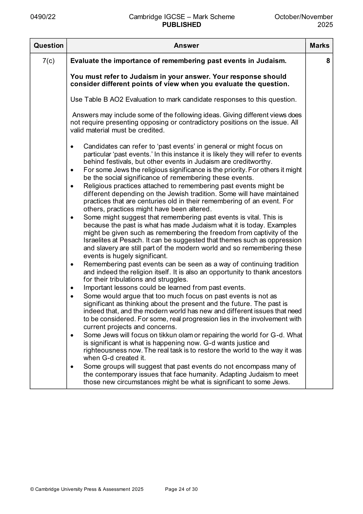 Mark scheme, page 24 of 30