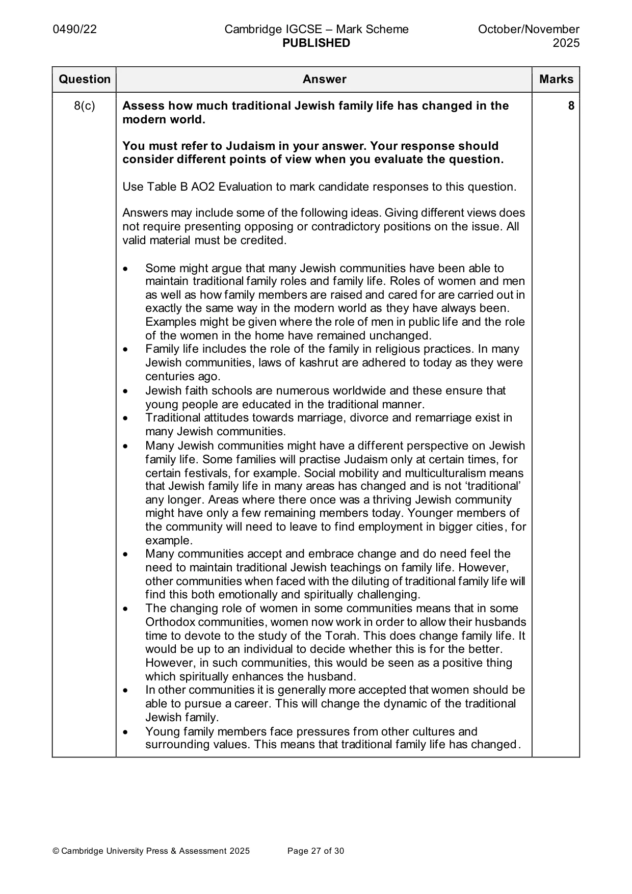 Mark scheme, page 27 of 30