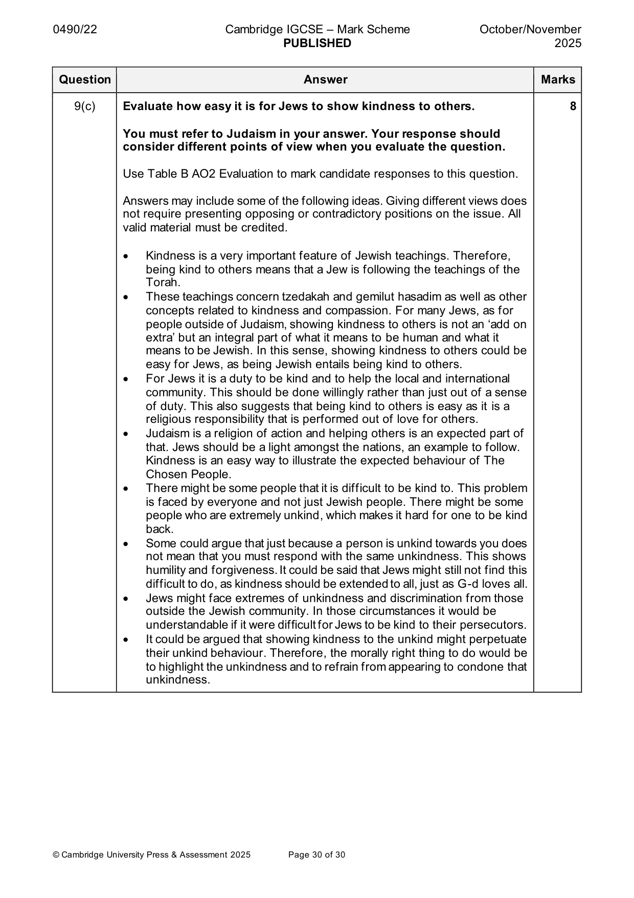 Mark scheme, page 30 of 30