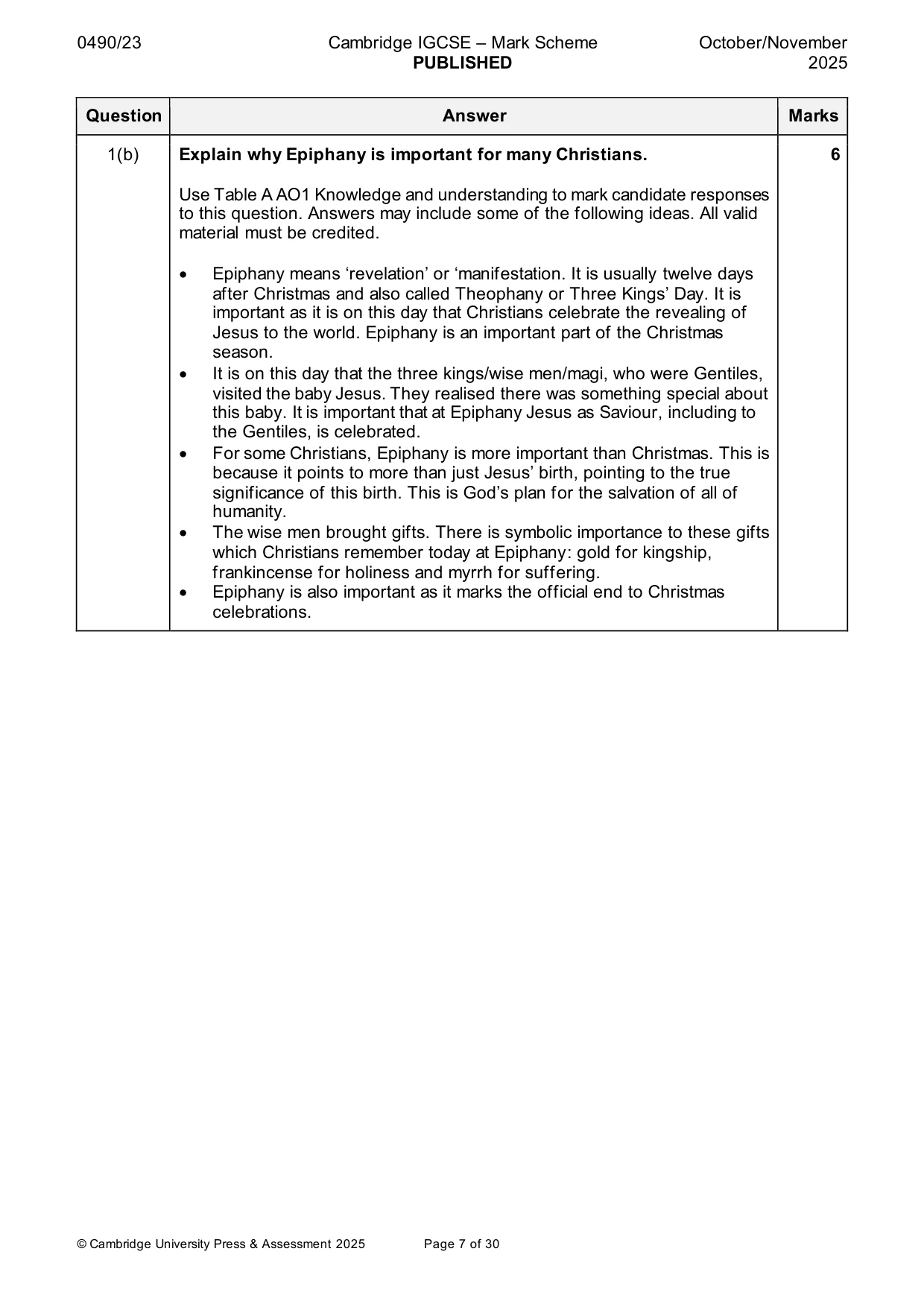 Mark scheme, page 7 of 30