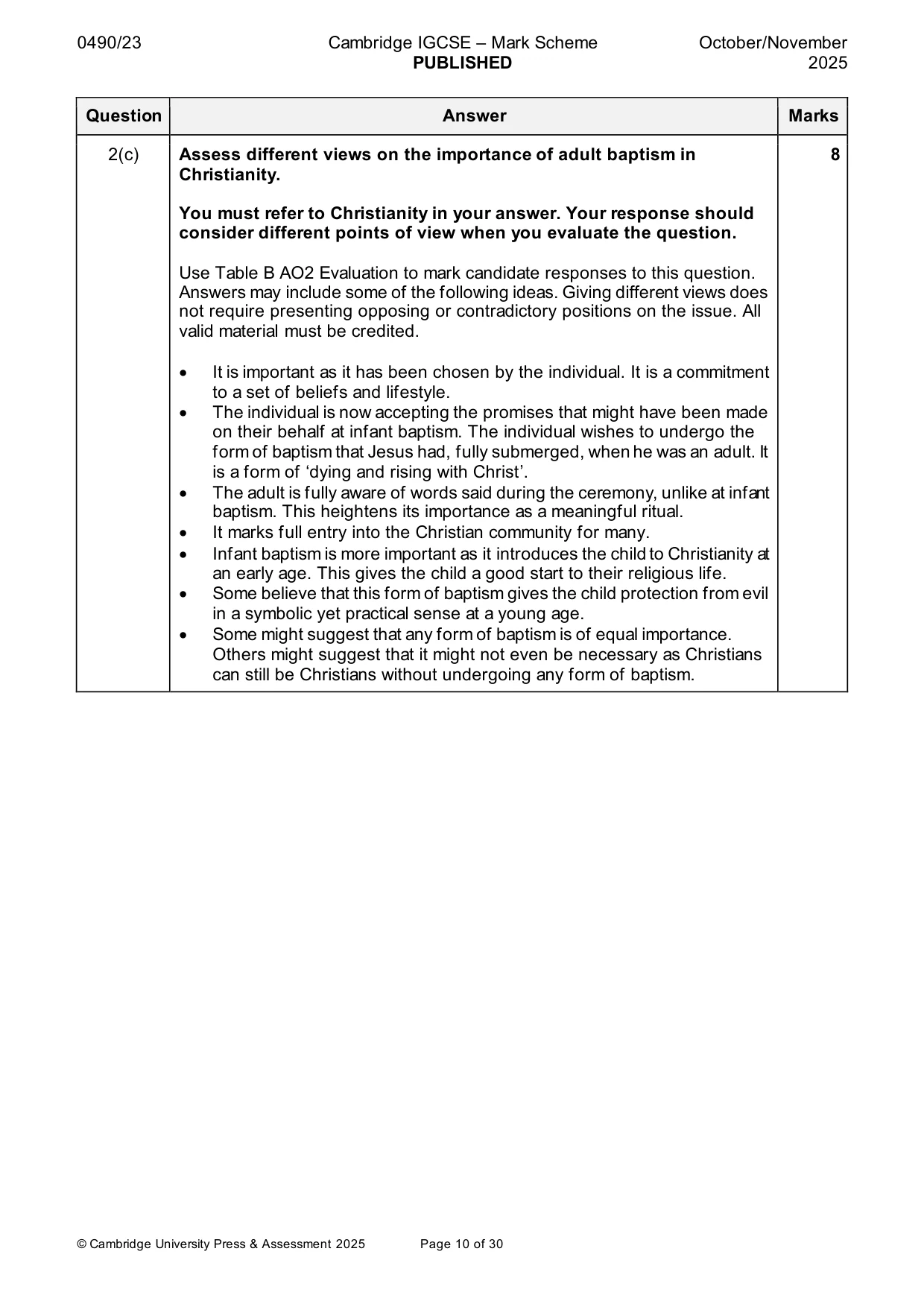 Mark scheme, page 10 of 30