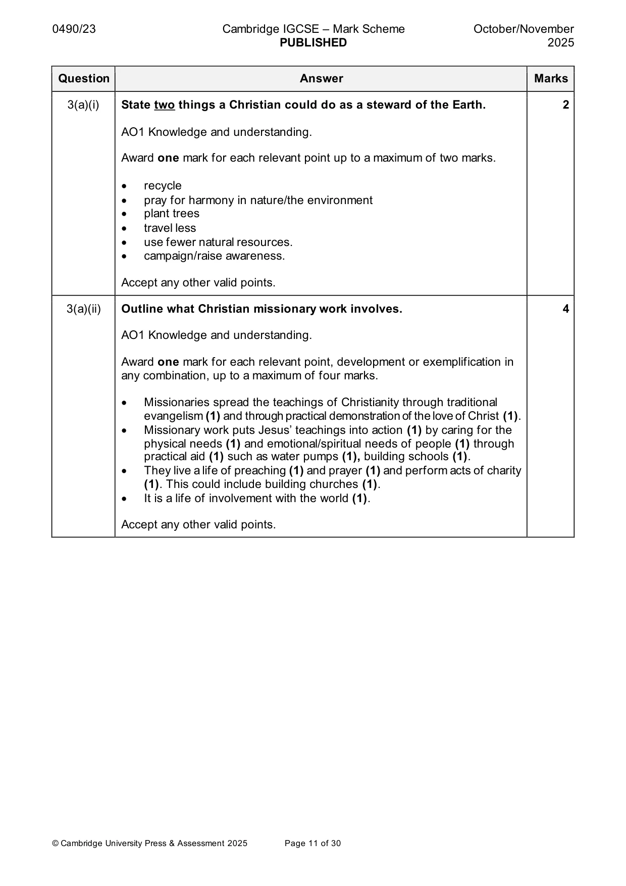 Mark scheme, page 11 of 30