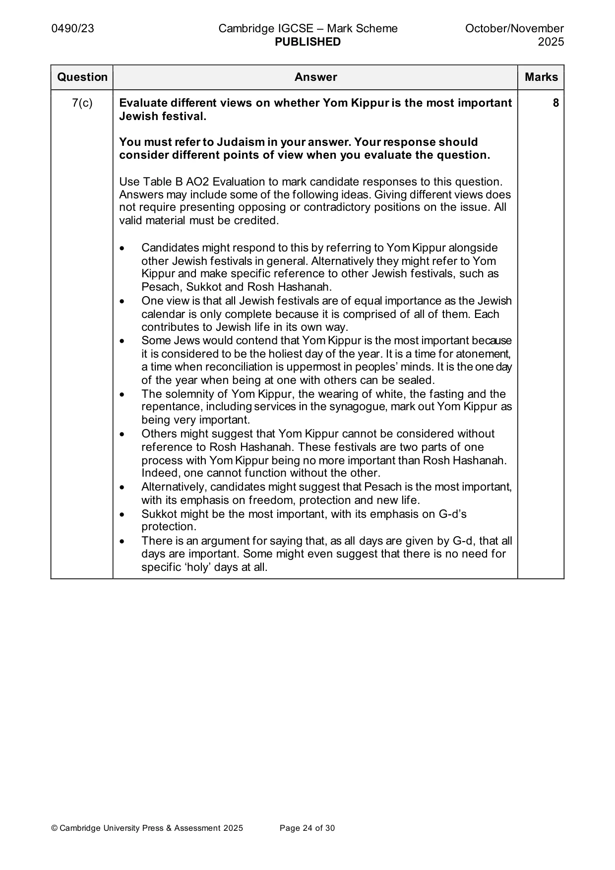 Mark scheme, page 24 of 30