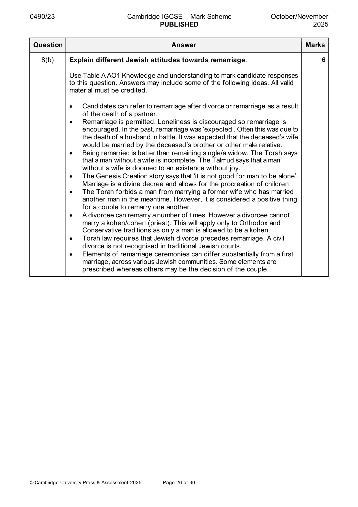 Mark scheme, page 26 of 30