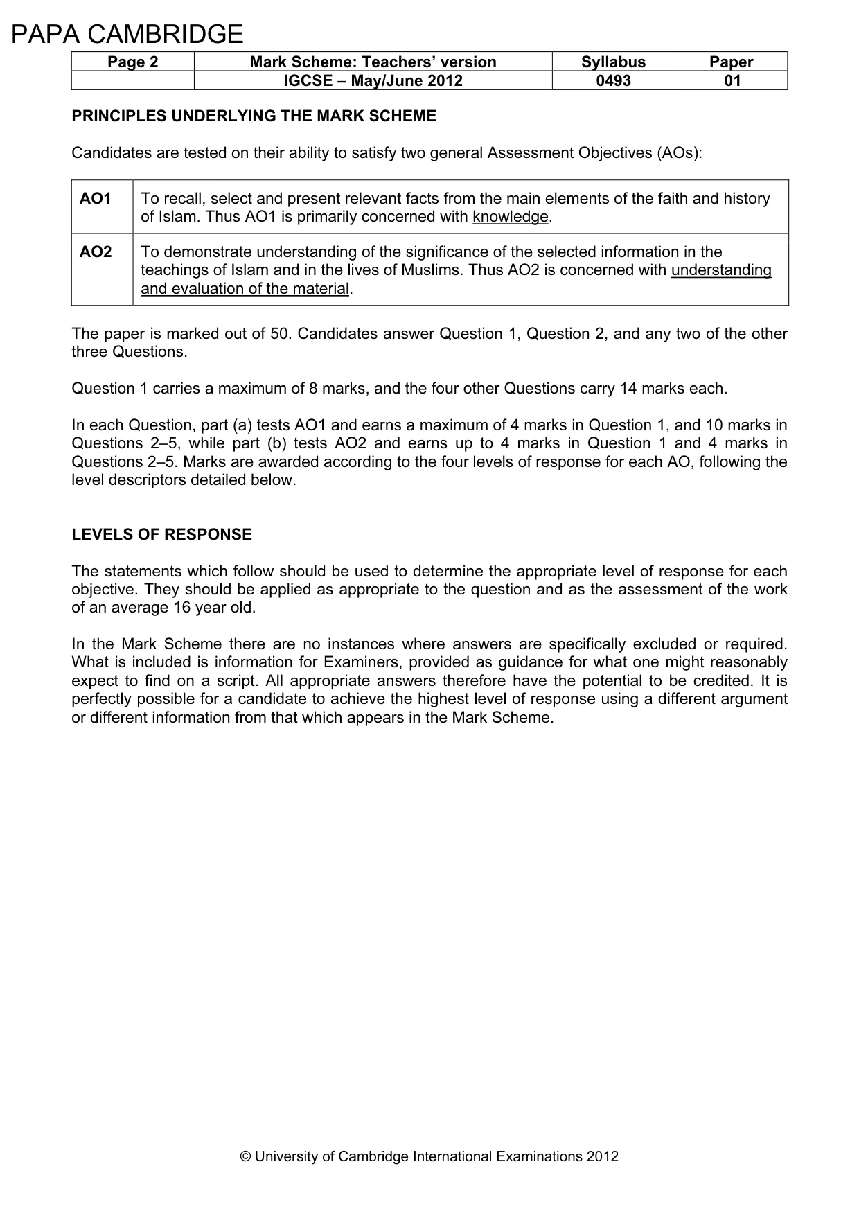 Mark scheme, page 2 of 9