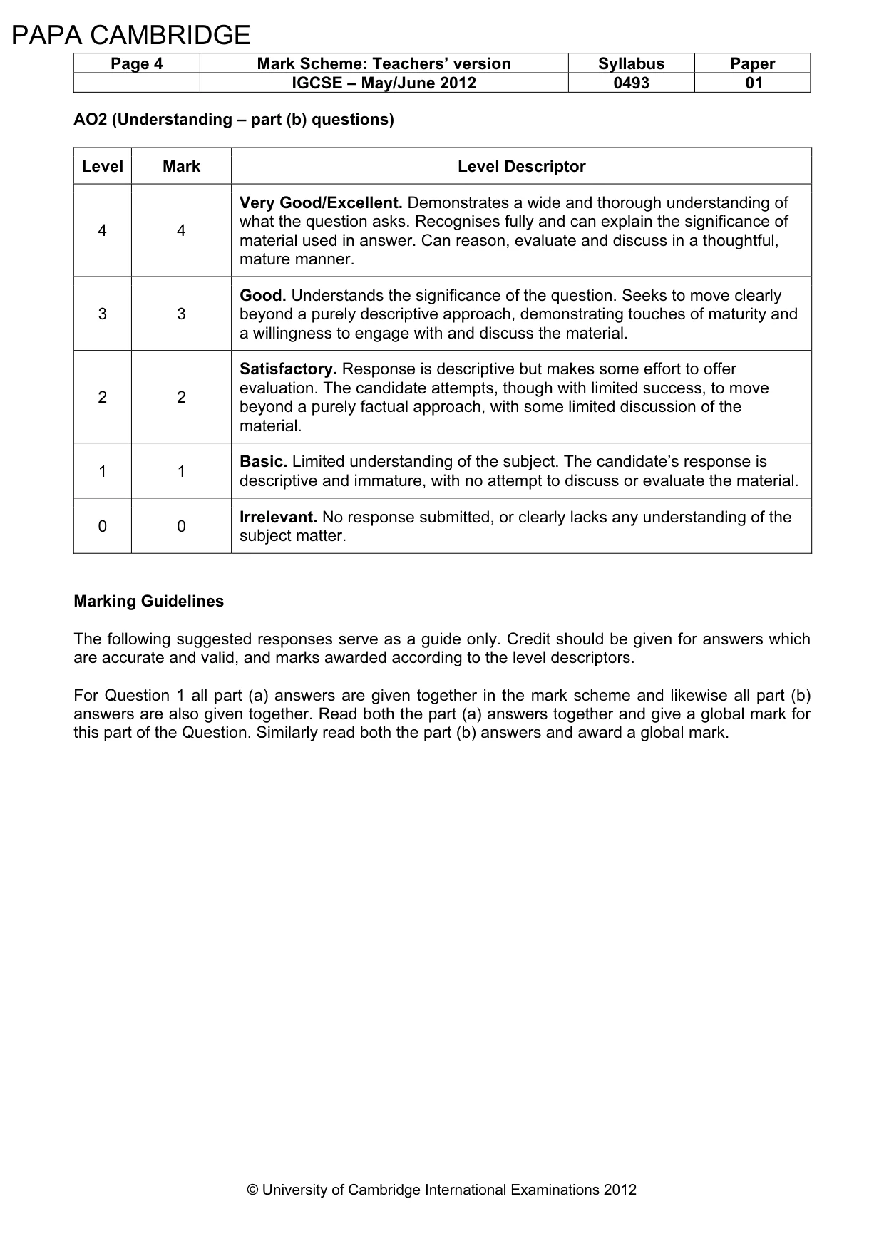 Mark scheme, page 4 of 9