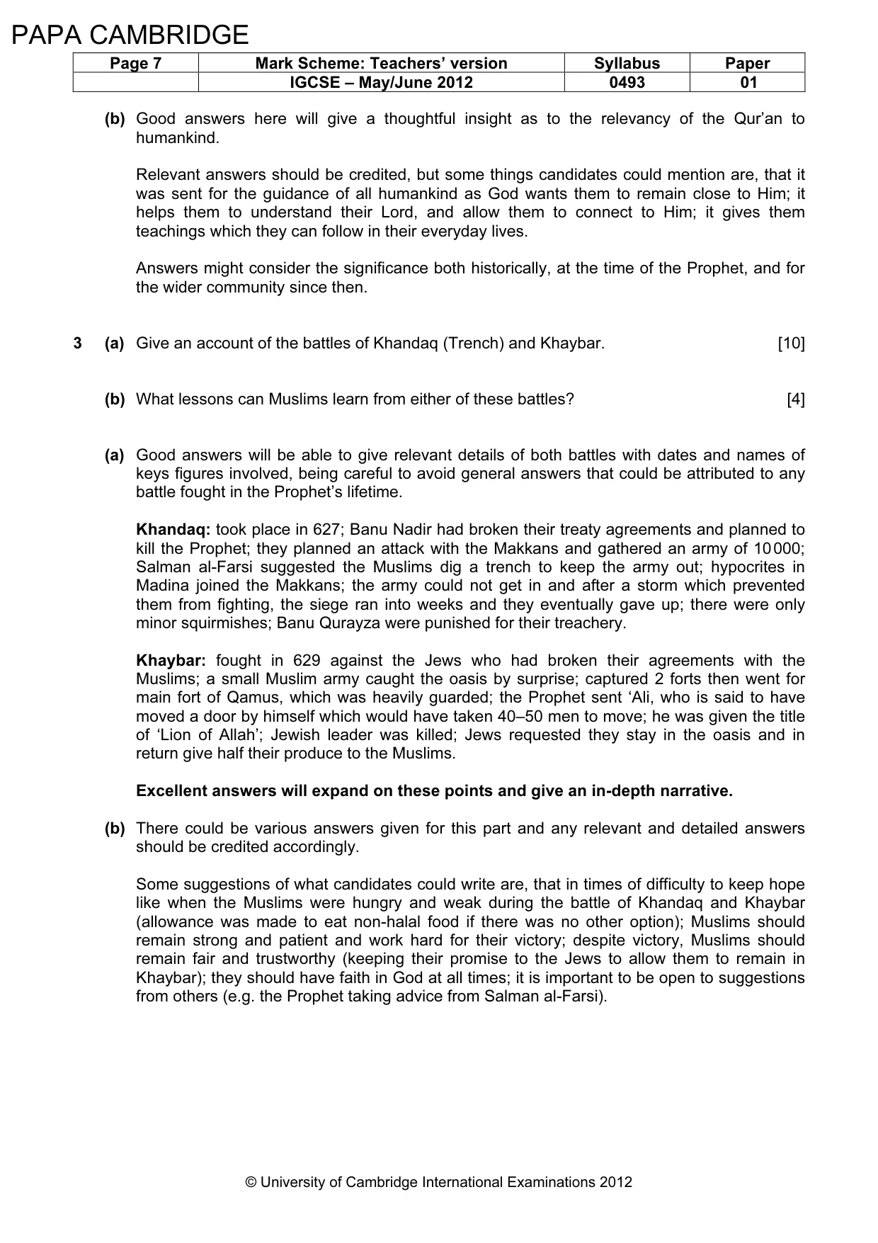 Mark scheme, page 7 of 9