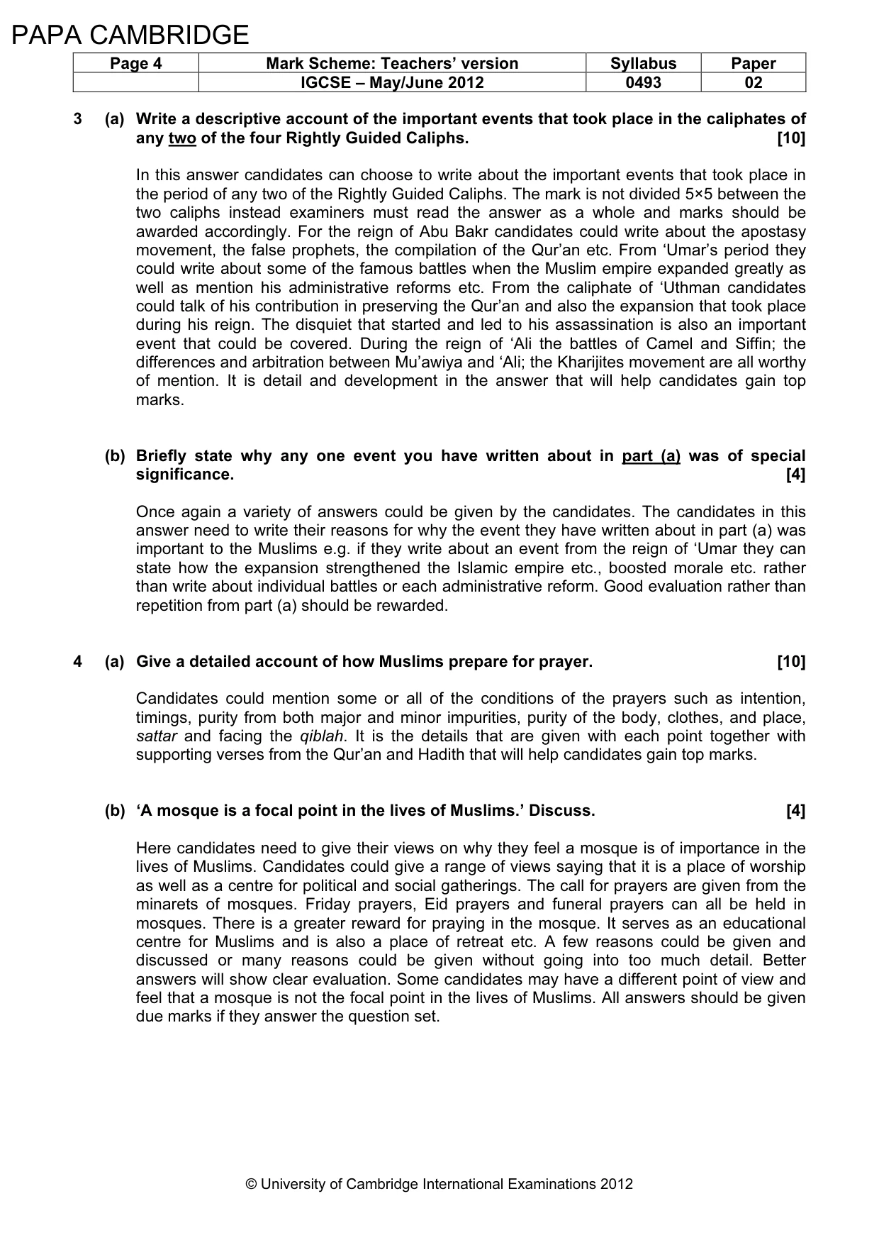 Mark scheme, page 4 of 5