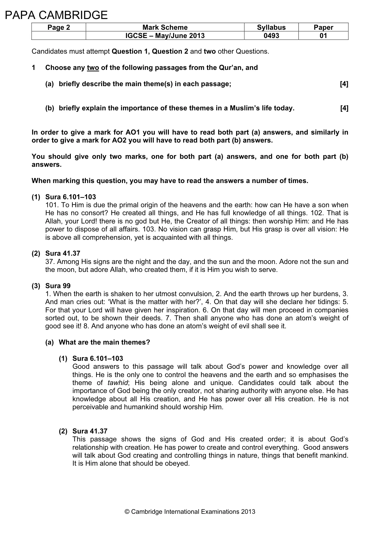 Mark scheme, page 3 of 8
