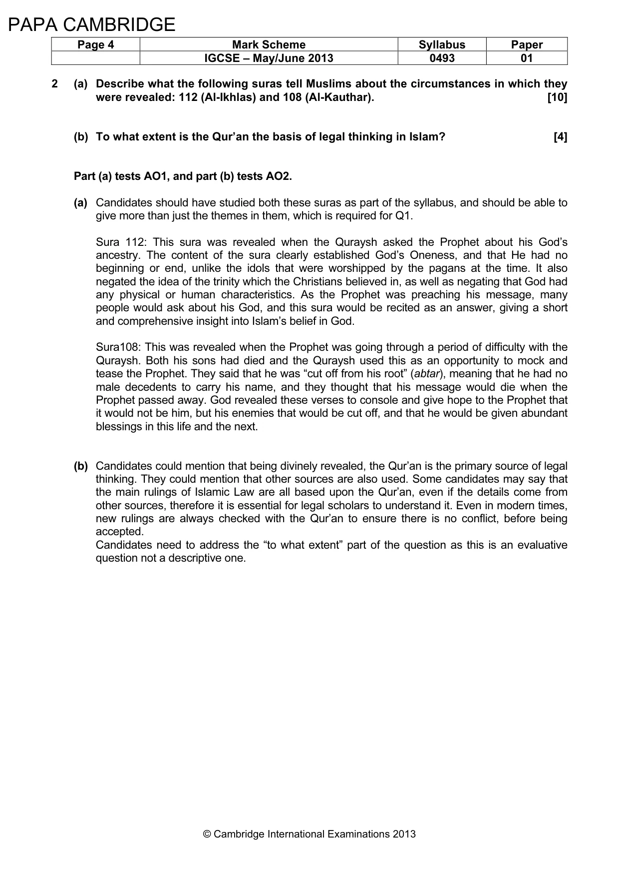 Mark scheme, page 5 of 8